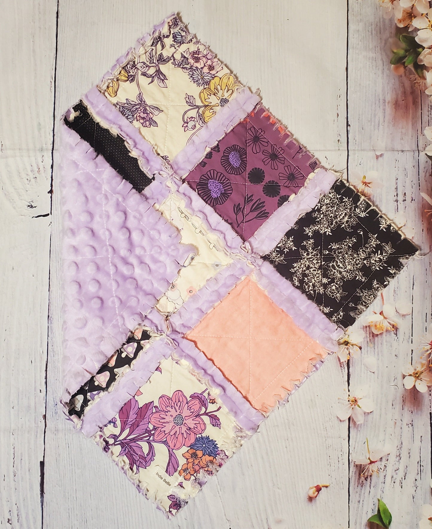 Alexander Henry Sprites of Tillbrook in Light Purple Minky Rag Quilt Lovey