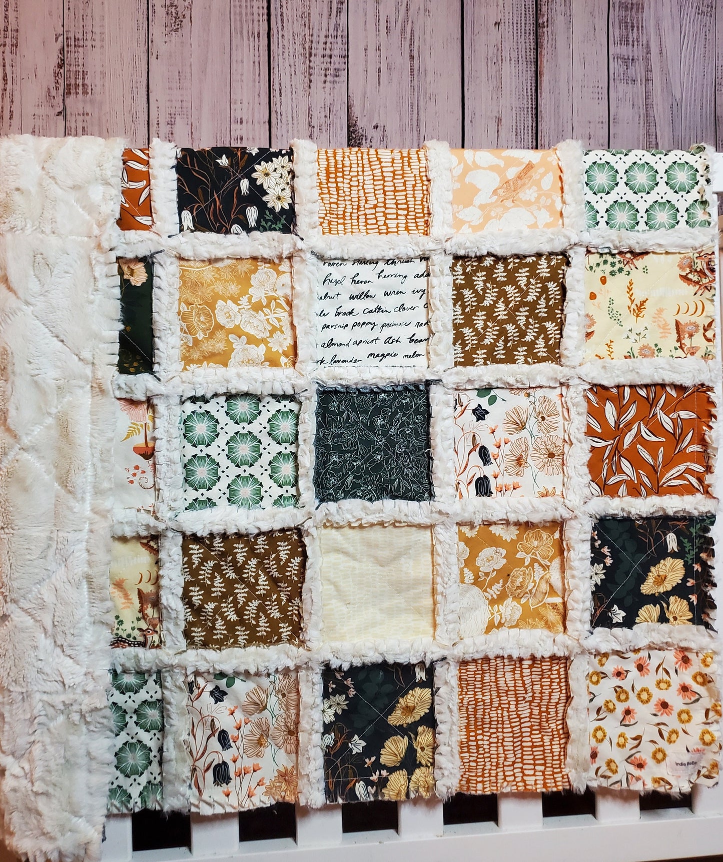 Woodland Quilt, Baby Quilt, Patchwork Crib Quilt, Minky Rag Quilt, Woodland Animals Quilt, Baby Girl Quilt, Crib Bedding, Nursery Bedding