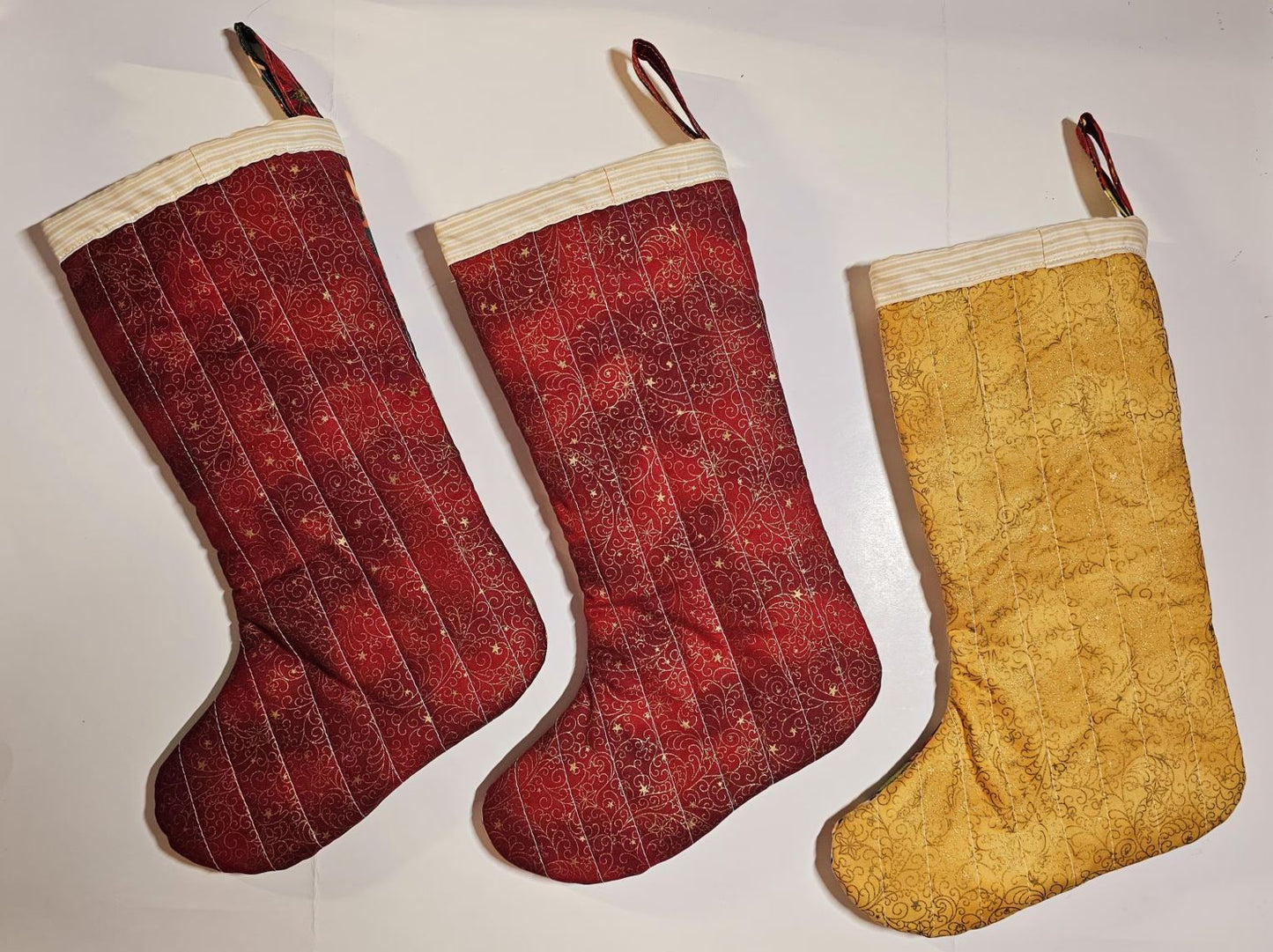 One (1) Quilted Christmas Stocking, Country Stocking, Farmhouse Christmas Stocking, Handmade Christmas Stocking, Patchwork Quilt Stocking (Copy)