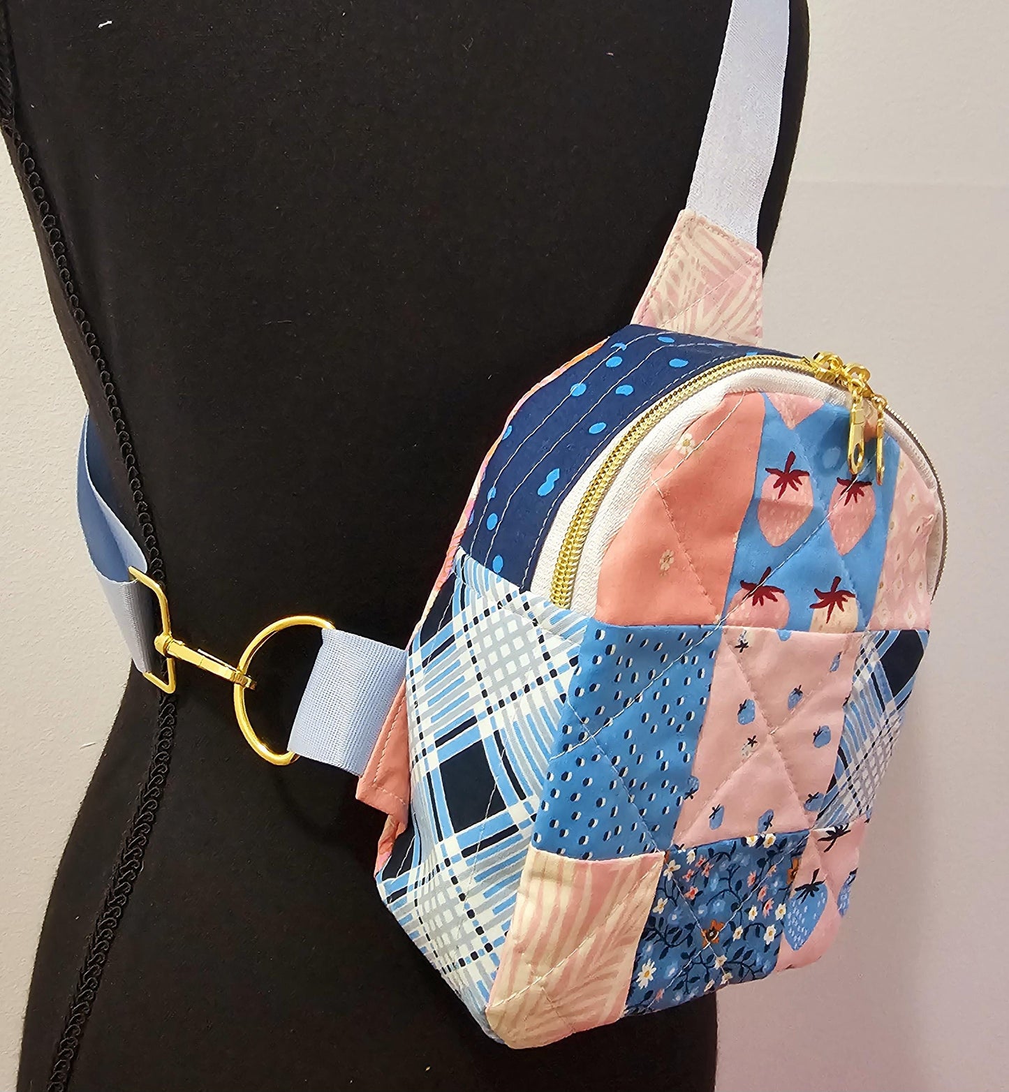 Mini Sling Backpack, Crossbody Backpack, Patchwork Purse, Ruby Star Society, Gift for Girls, Christmas Gift, Strawberry & Friends, Mav Sling