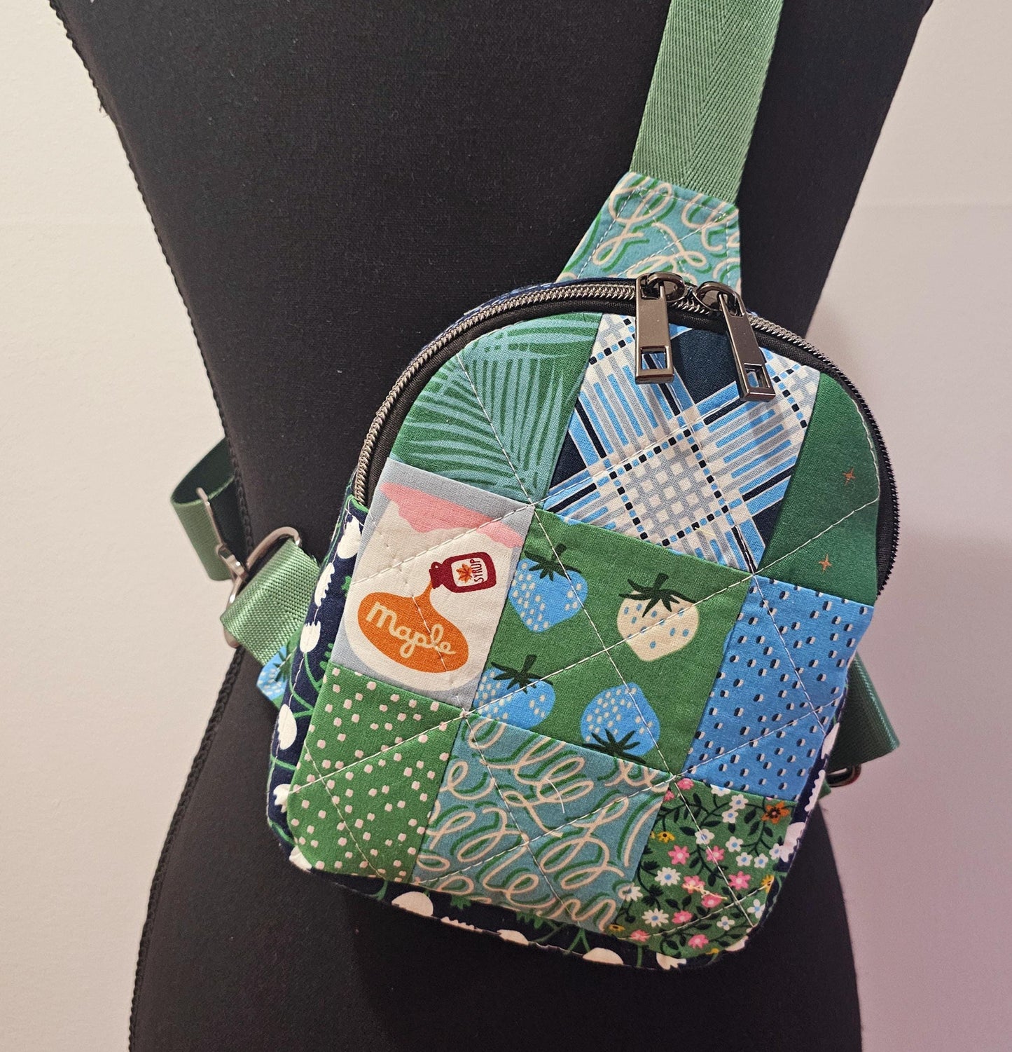 Mini Sling Backpack, Crossbody Backpack, Patchwork Purse, Ruby Star Society, Gift for Girls, Christmas Gift, Strawberry & Friends, Mav Sling