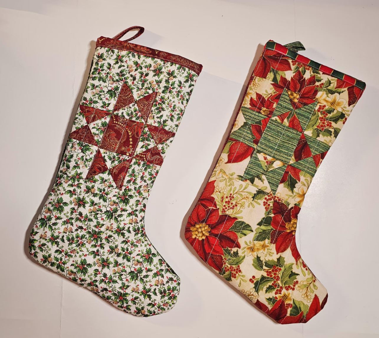 One (1) Quilted Christmas Stocking, Country Stocking, Farmhouse Christmas Stocking, Handmade Christmas Stocking, Patchwork Quilt Stocking (Copy)