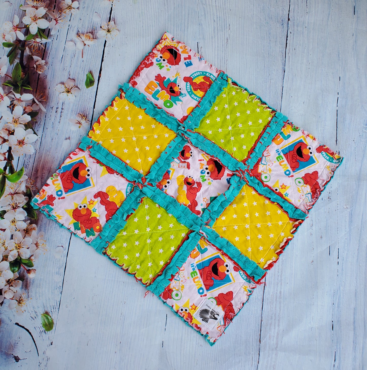 Handmade Quilt, Crib Quilt, Security Blanket, Baby Lovey Blanket, Minky Lovey Blanket, Baby Shower Gift, Handmade Elmo Quilt