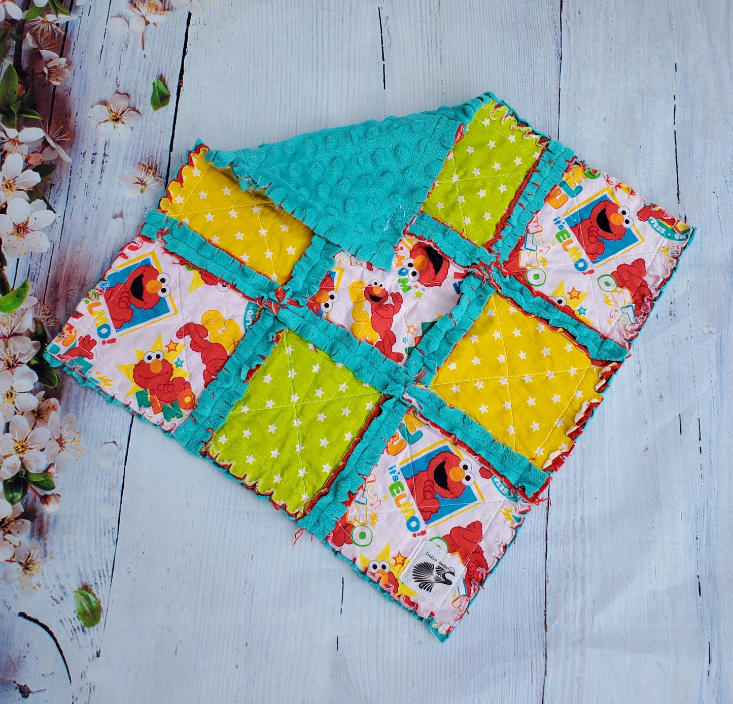 Handmade Quilt, Crib Quilt, Security Blanket, Baby Lovey Blanket, Minky Lovey Blanket, Baby Shower Gift, Handmade Elmo Quilt