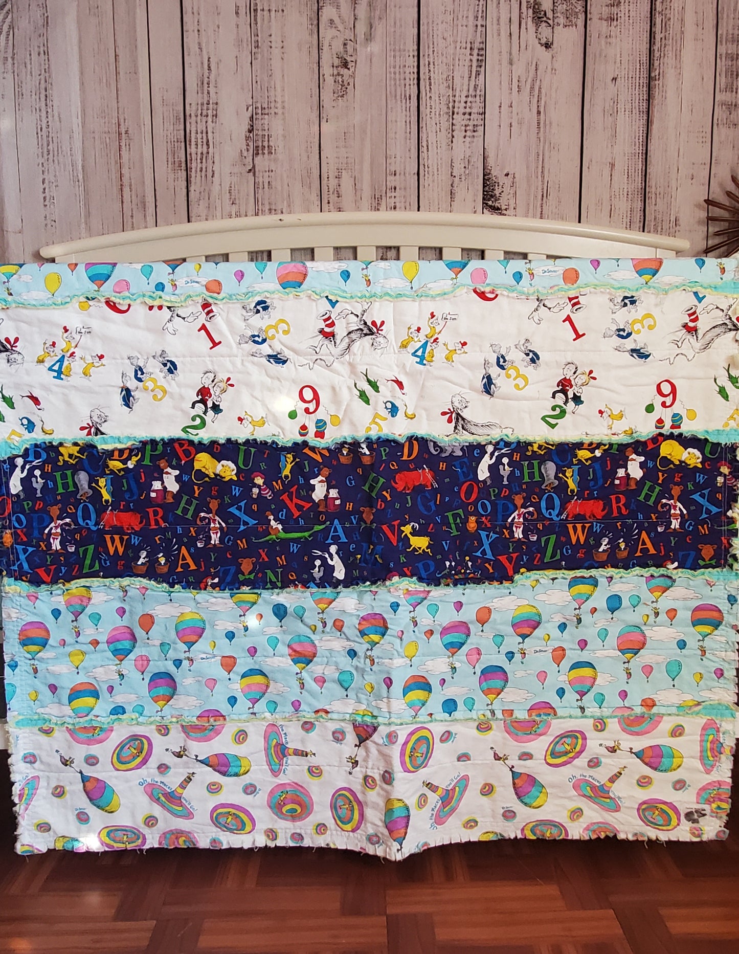 Dr Seuss Rag Quilt, Toddler Bedding, 80s Rag Quilt, Crib Quilt, 80s Baby Blanket, Dr Seuss Baby Blanket, Baby Shower Gift, Toddler Bed Quilt