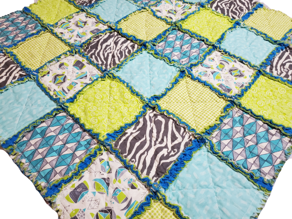 Gender Neutral Baby Blanket, Rag Quilt Baby, Fish Baby Blanket, Baby Shower Gift, Fish Baby Quilt, Fish Baby Gifts, Blue Green Baby Blanket