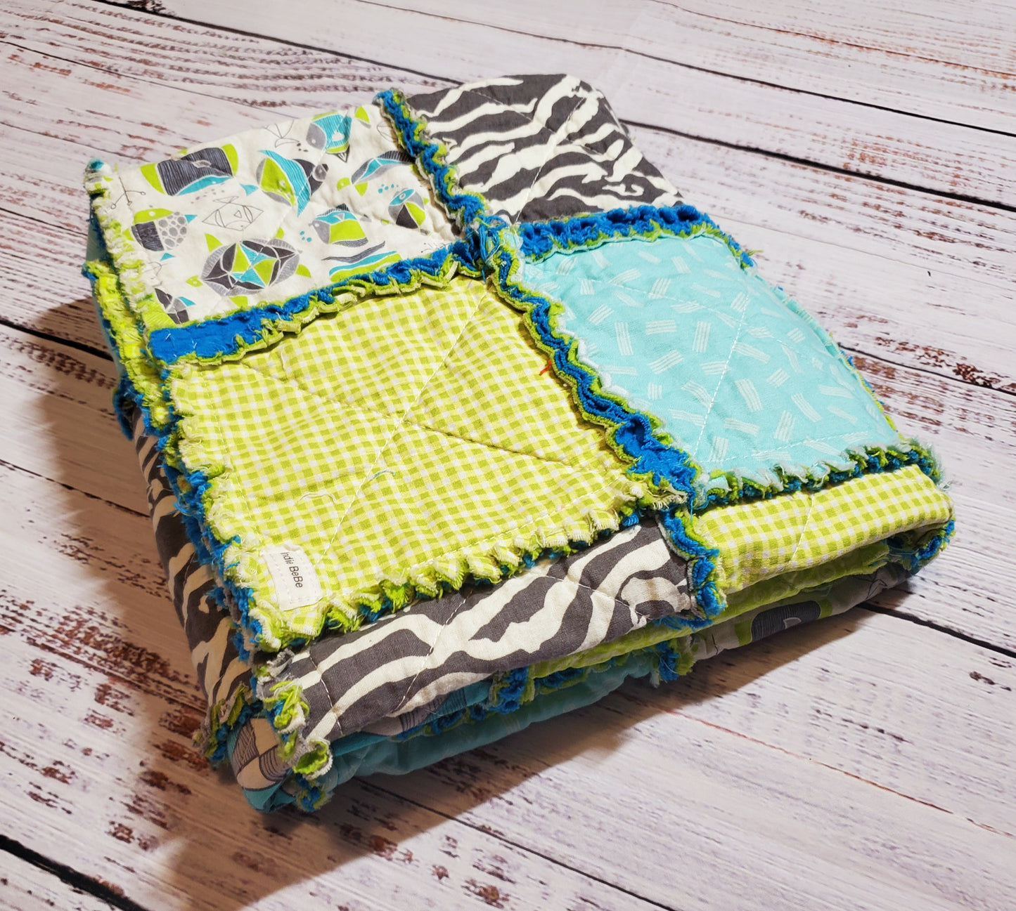 Gender Neutral Baby Blanket, Rag Quilt Baby, Fish Baby Blanket, Baby Shower Gift, Fish Baby Quilt, Fish Baby Gifts, Blue Green Baby Blanket