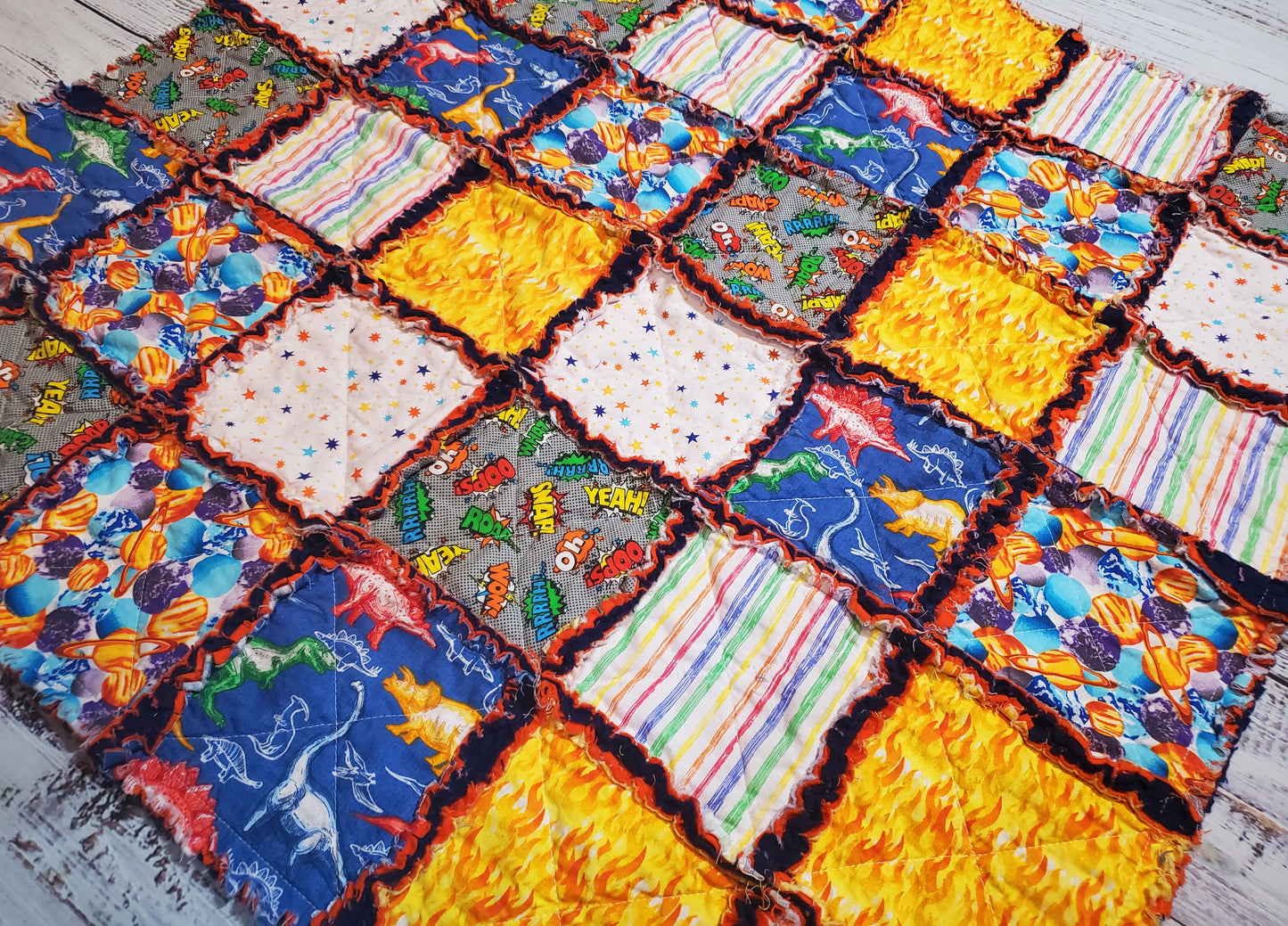 Dinosaur Baby Blanket, Rag Quilt Baby, Dinosaur Blanket, Dinosaur Baby Shower Gift, Dinosaur Quilt, Dinosaur Blanket for Boys, Dino Blanket