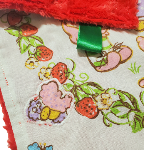Vintage Strawberry Shortcake, Lovey for Babies, Security Blanket, Baby Lovey Blanket, Faux Fur Blanket, Ready to Ship, Baby Shower Gift