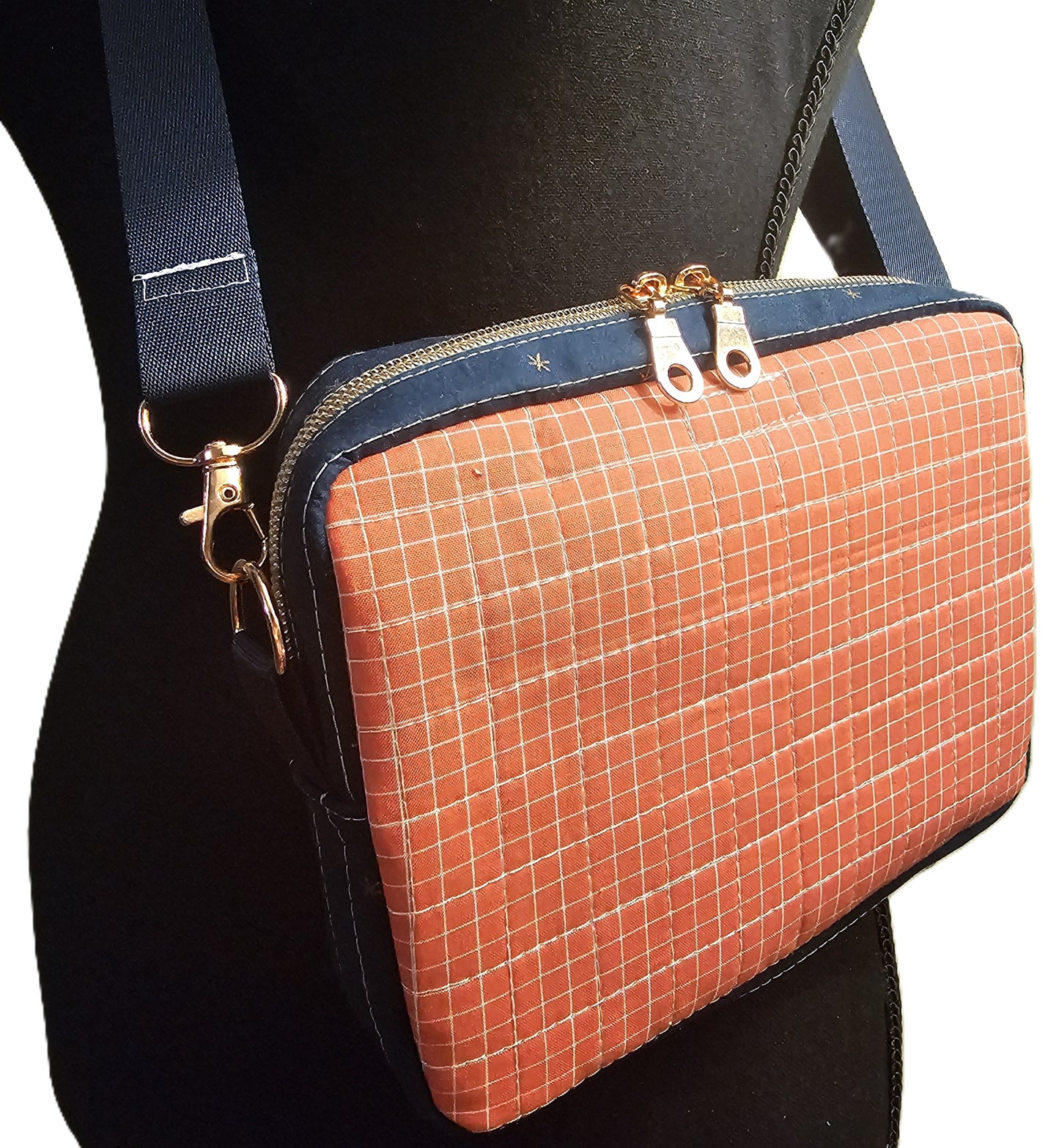 Crossbody Purse, Ruby Star Society, Gift for Girls, Bee Purse, Quilted Bag, Handmade Crossbody, Pink and Navy, Rose Gold Bag, Bee Crossbody