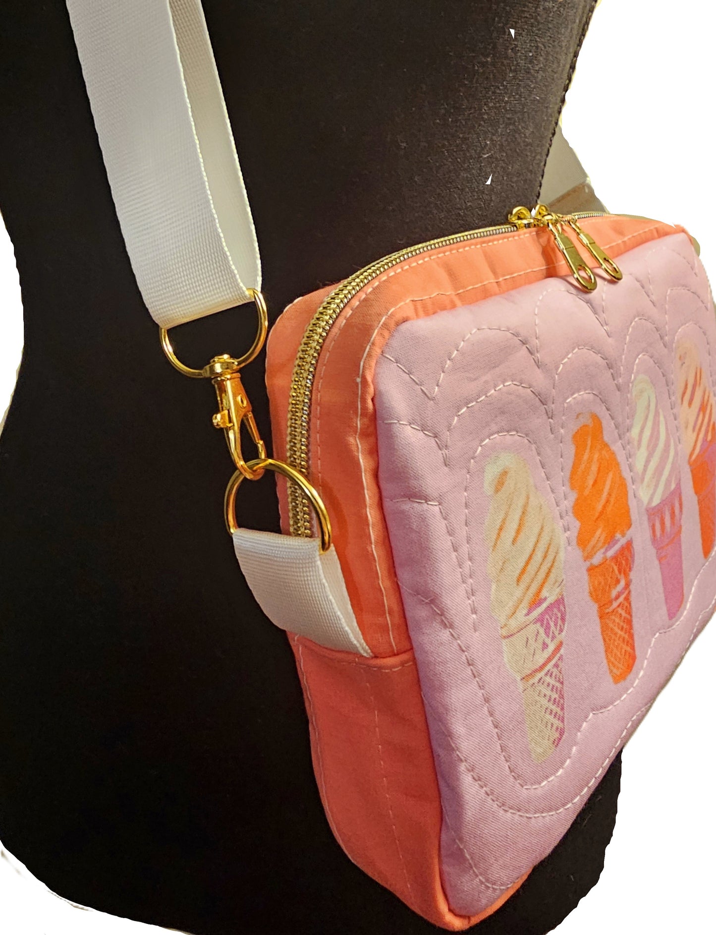 Crossbody Purse, Ruby Star Society, Gift for Girls, Bee Purse, Quilted Bag, Handmade Crossbody, Pink and Navy, Rose Gold Bag, Bee Crossbody