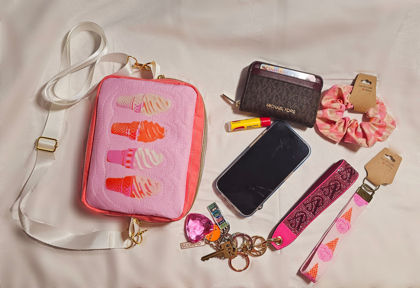 Crossbody Purse, Ruby Star Society, Gift for Girls, Bee Purse, Quilted Bag, Handmade Crossbody, Pink and Navy, Rose Gold Bag, Bee Crossbody