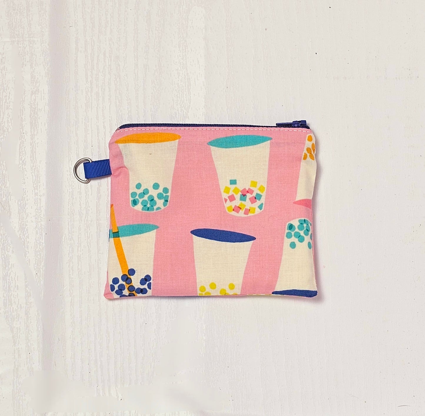 Small Fabric Zipper Pouch, Purse organizer, Candy Pouch, Handmade Lined Zipper Pouch, Gift Card Bag, Boba Tea Bag, Ruby Star Society