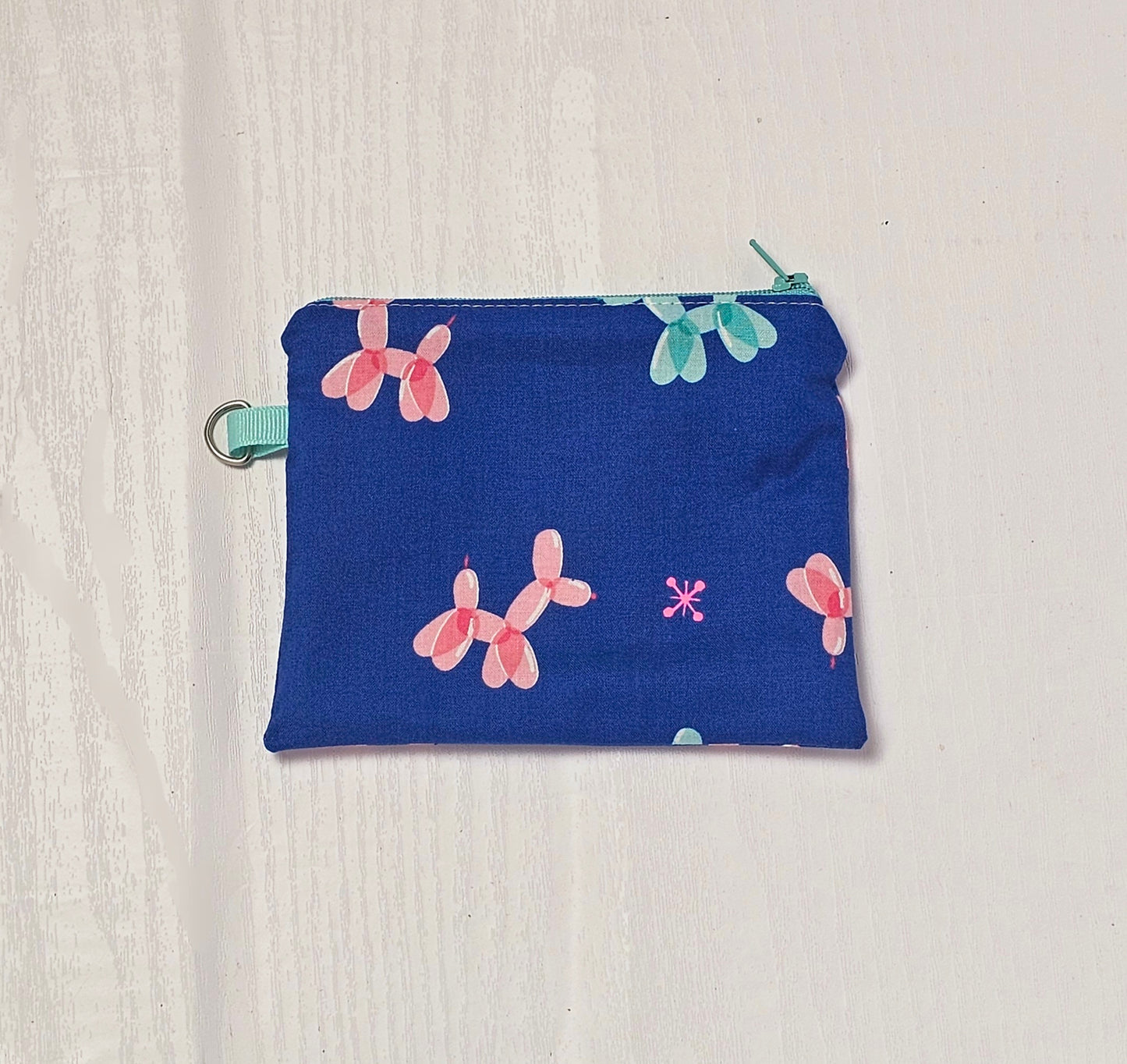 Small Fabric Zipper Pouch, Purse organizer, Candy Pouch, Handmade Lined Zipper Pouch, Gift Card Bag, Balloon Animals Bag, Ruby Star Society