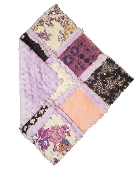 Alexander Henry Sprites of Tillbrook in Light Purple Minky Rag Quilt Lovey