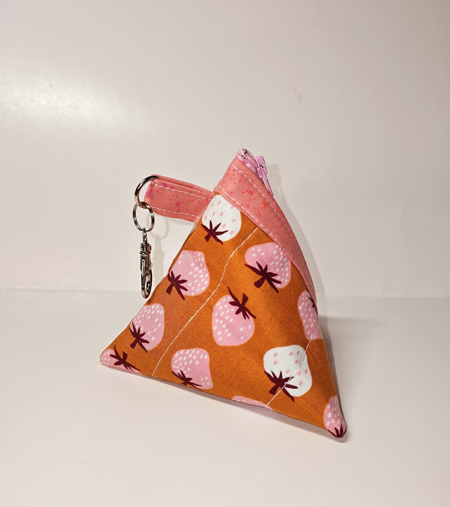 Pyramid Zippered Pouch, Coin Purse, Gifts for Her, Ruby Star Society, Quilted Pouch, Christmas Gift, Stocking Stuffers, Strawberry Pouch