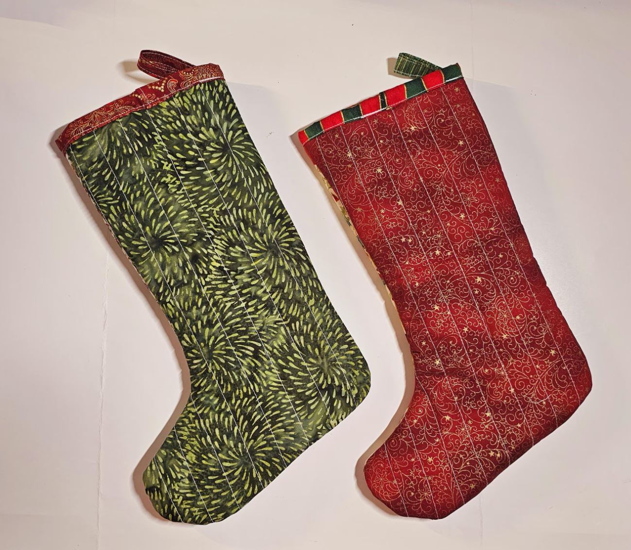 One (1) Quilted Christmas Stocking, Country Stocking, Farmhouse Christmas Stocking, Handmade Christmas Stocking, Patchwork Quilt Stocking (Copy)