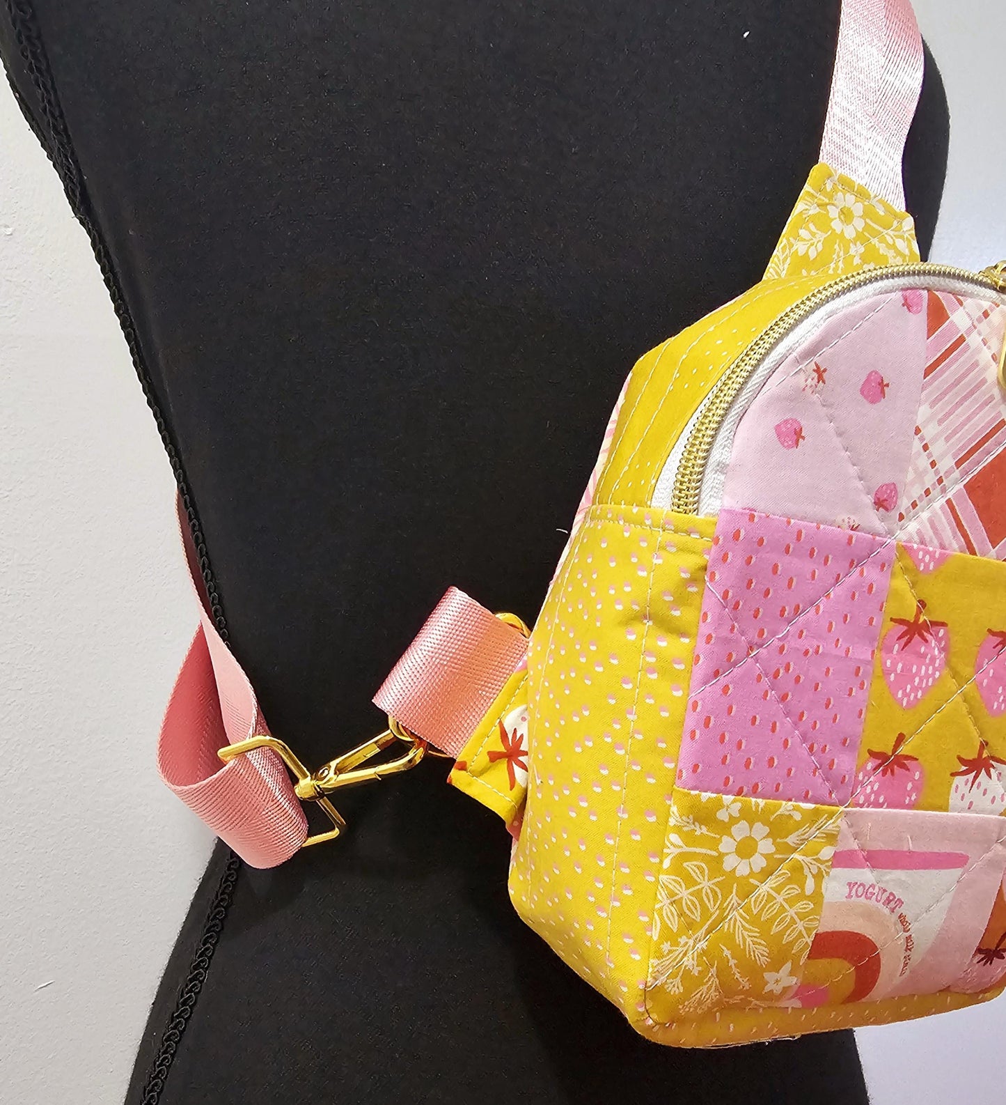 Mini Sling Backpack, Crossbody Backpack, Patchwork Purse, Ruby Star Society, Gift for Girls, Christmas Gift, Strawberry & Friends, Mav Sling