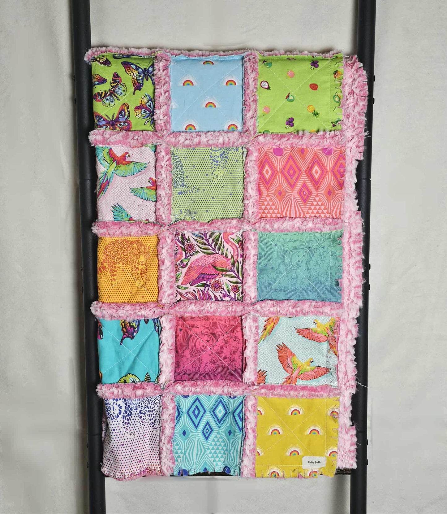 Handmade Quilt, Patchwork Quilt, Crib Bedding, Tula Pink Daydreamer, Rag Quilt, Flamingo Blanket, Crib Quilt, Baby Shower Gift, Lilly Baby