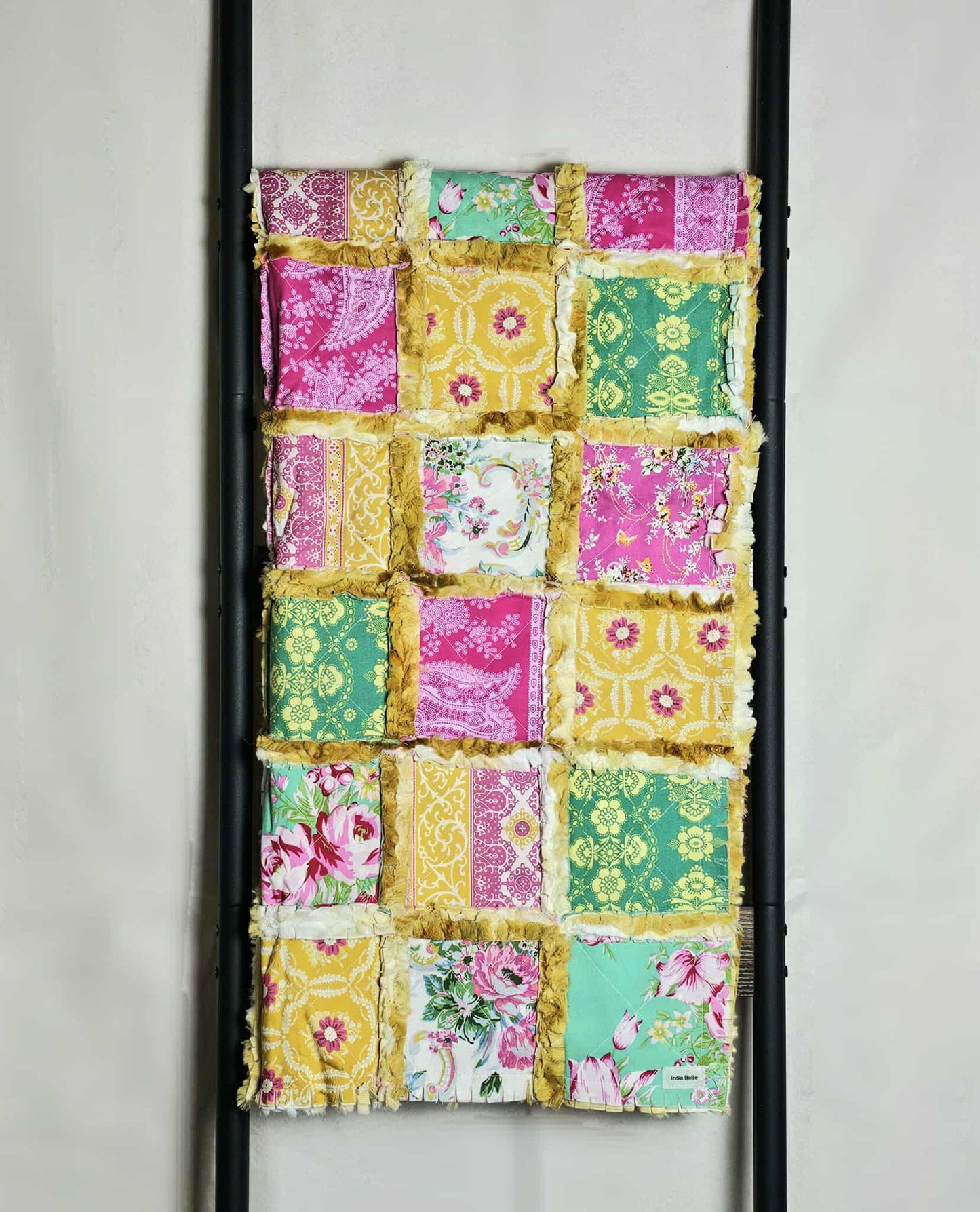 Patchwork Quilt, Handmade Quilt, Minky Rag Quilt, Floral, Baby Bedding, Baby Quilt, Boho Quilt, Mini Crib Quilt, Crib Quilt, Lovey Blanket