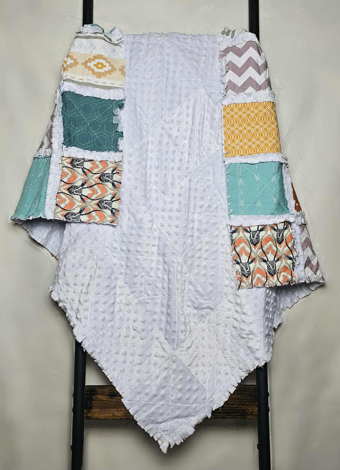 Modern Baby Crib Bedding Minky Rag Quilt, Chevron, Baby Bedding, Crib Bedding, Minky Blanket, Nursery Bedding