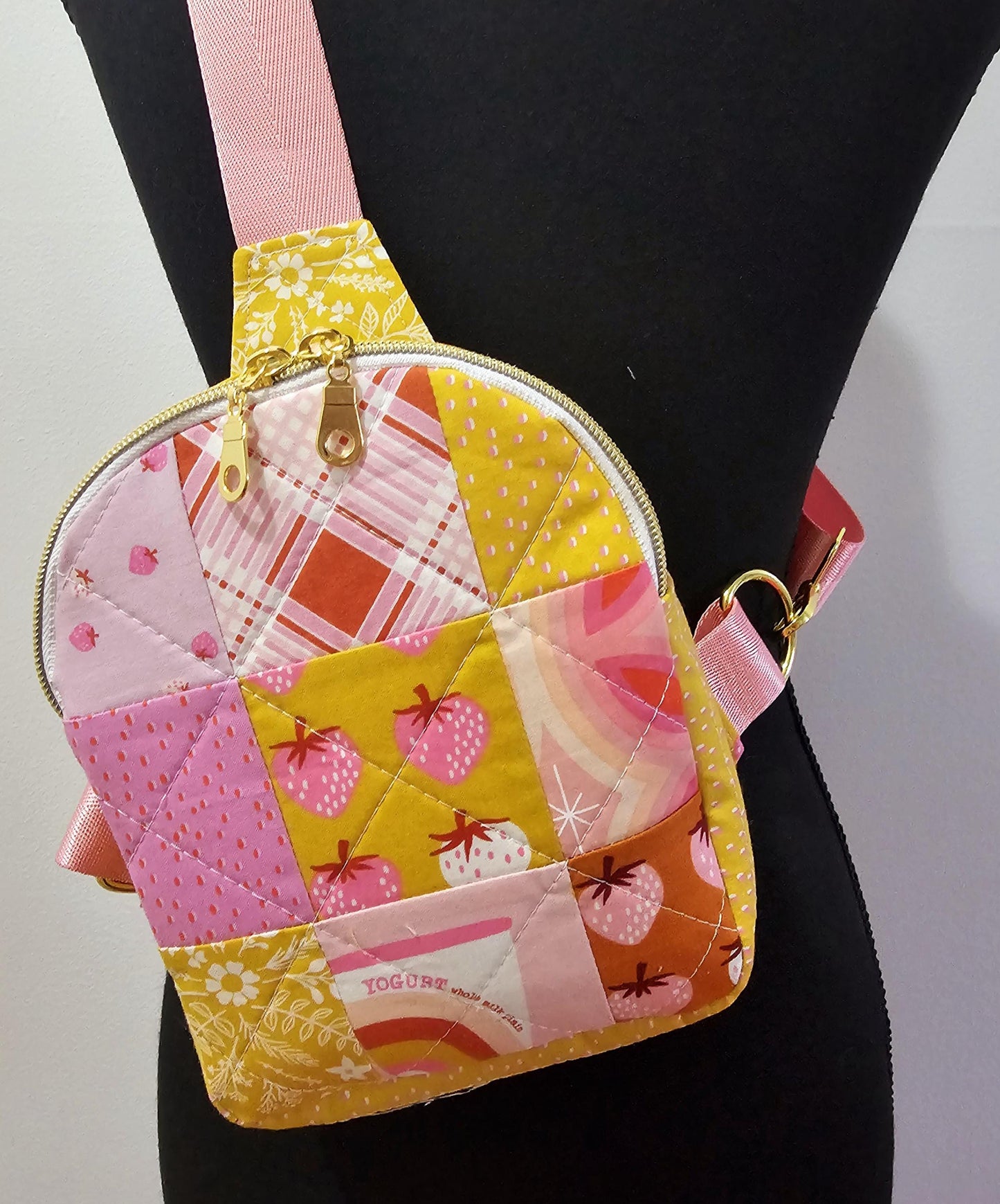 Mini Sling Backpack, Crossbody Backpack, Patchwork Purse, Ruby Star Society, Gift for Girls, Christmas Gift, Strawberry & Friends, Mav Sling