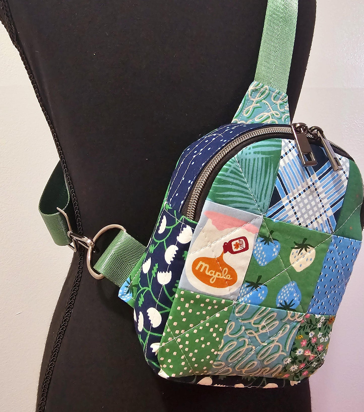 Mini Sling Backpack, Crossbody Backpack, Patchwork Purse, Ruby Star Society, Gift for Girls, Christmas Gift, Strawberry & Friends, Mav Sling