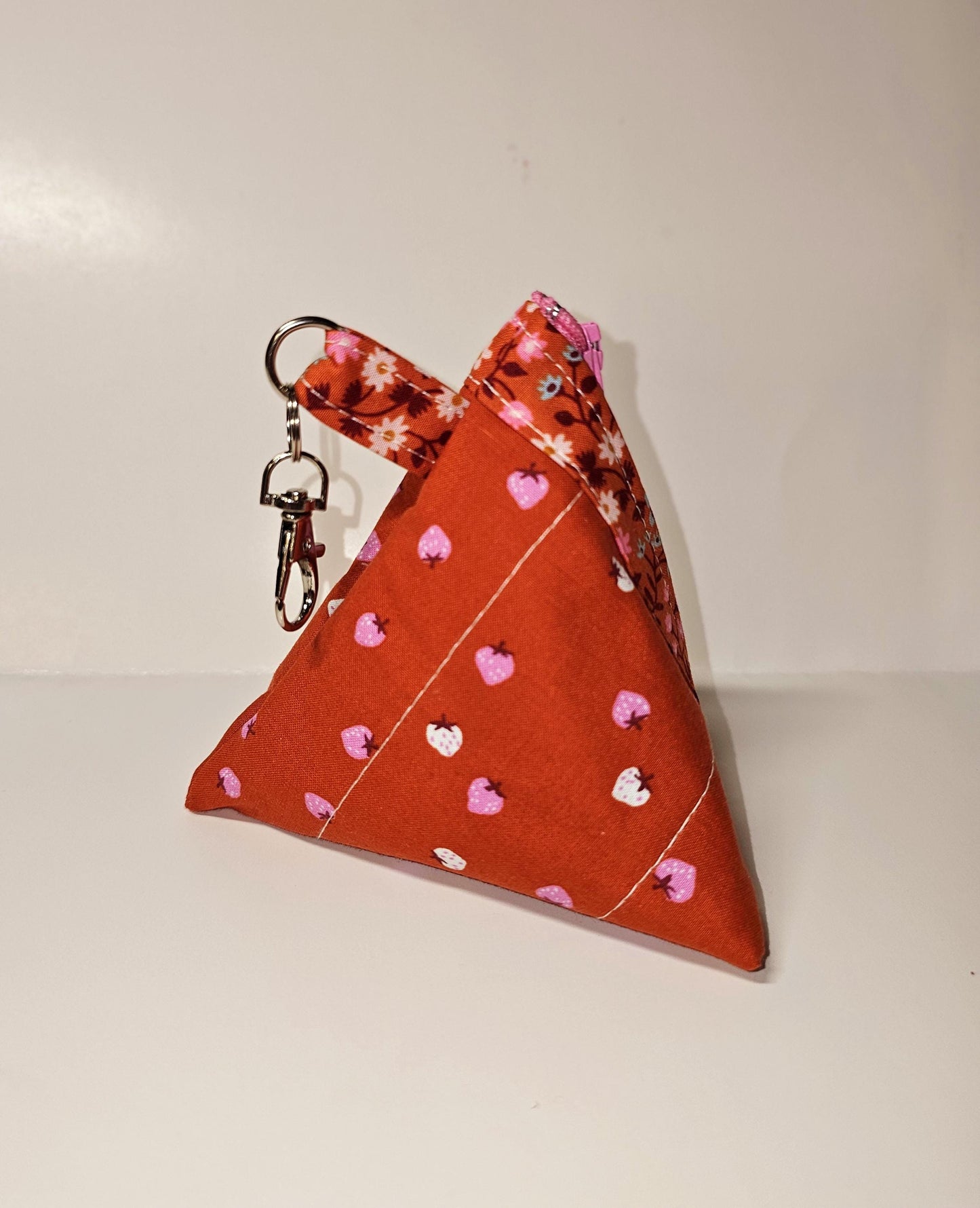 Pyramid Zippered Pouch, Coin Purse, Gifts for Her, Ruby Star Society, Quilted Pouch, Christmas Gift, Stocking Stuffers, Strawberry Pouch
