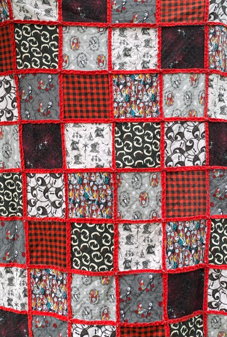 NBC Scary Christmas Large Minky Rag Quilt Throw
