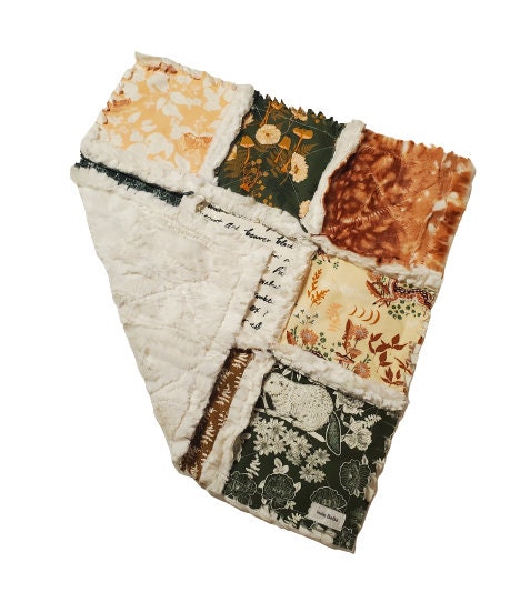 Woodland Quilt, Baby Quilt, Patchwork Crib Quilt, Minky Rag Quilt, Woodland Animals Quilt, Baby Girl Quilt, Crib Bedding, Nursery Bedding