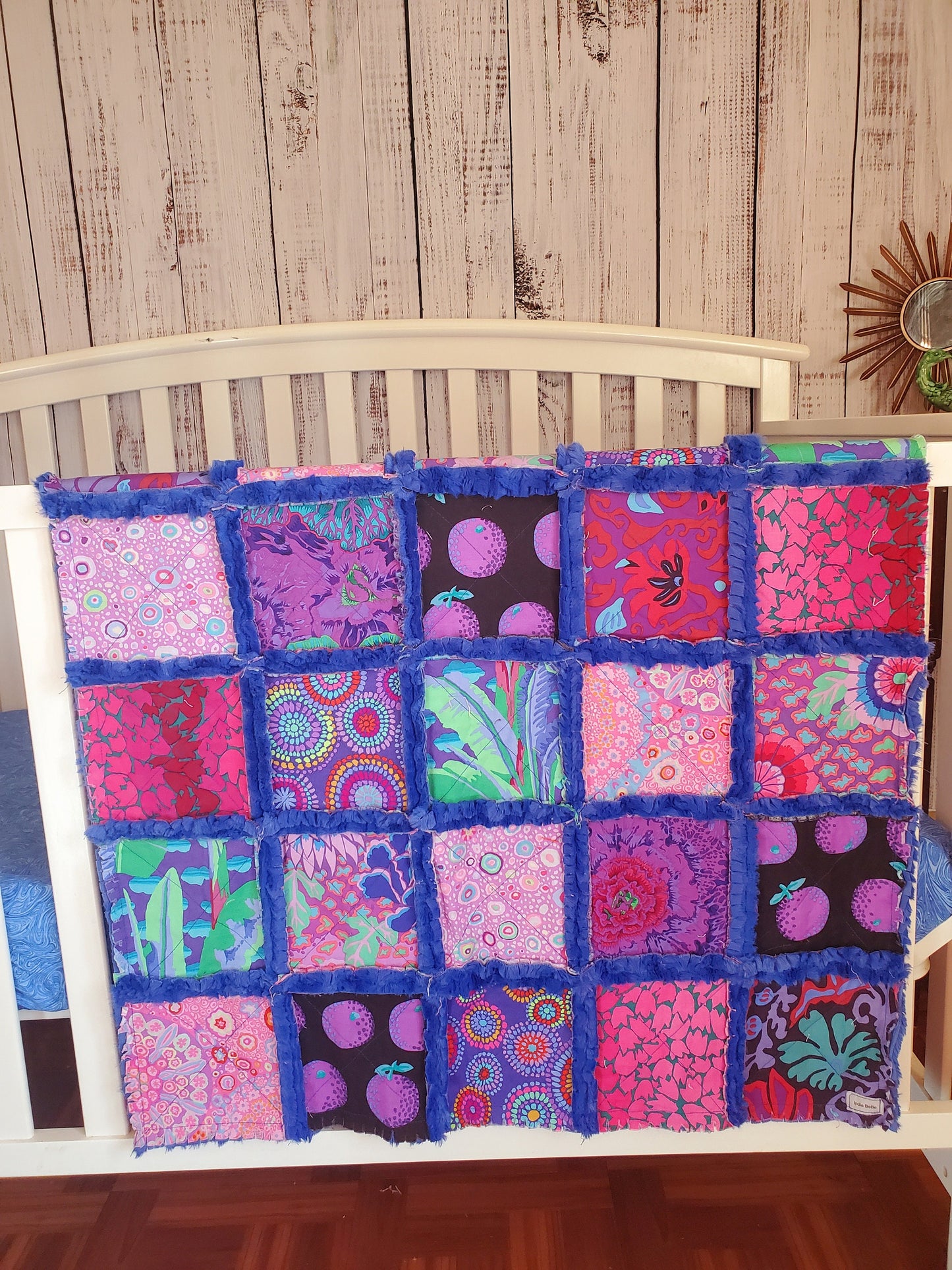 Patchwork Crib Quilt, Handmade Quilt, Floral Quilt, , Baby Quilt, Security Blanket, Boho Quilt, Kaffe Fasset, Baby Shower Gift