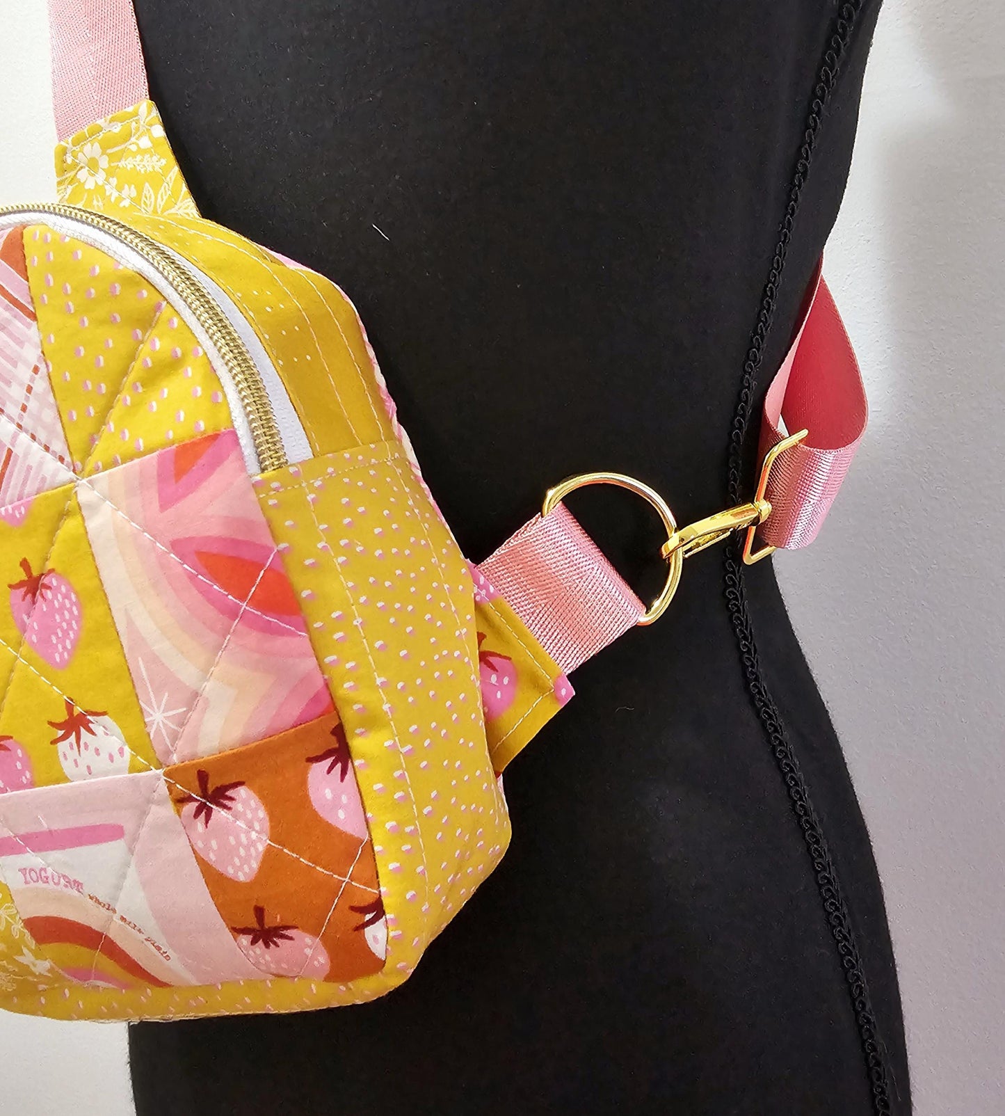 Mini Sling Backpack, Crossbody Backpack, Patchwork Purse, Ruby Star Society, Gift for Girls, Christmas Gift, Strawberry & Friends, Mav Sling