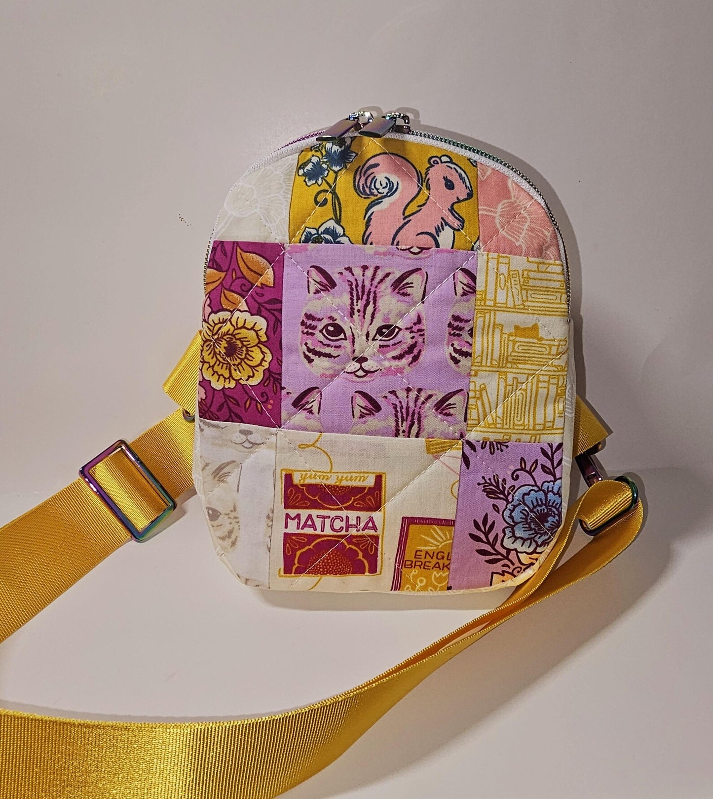Mini Sling Backpack, Crossbody Backpack, Patchwork Purse, Ruby Star Society, Gift for Girls, Christmas Gift, Strawberry & Friends, Mav Sling