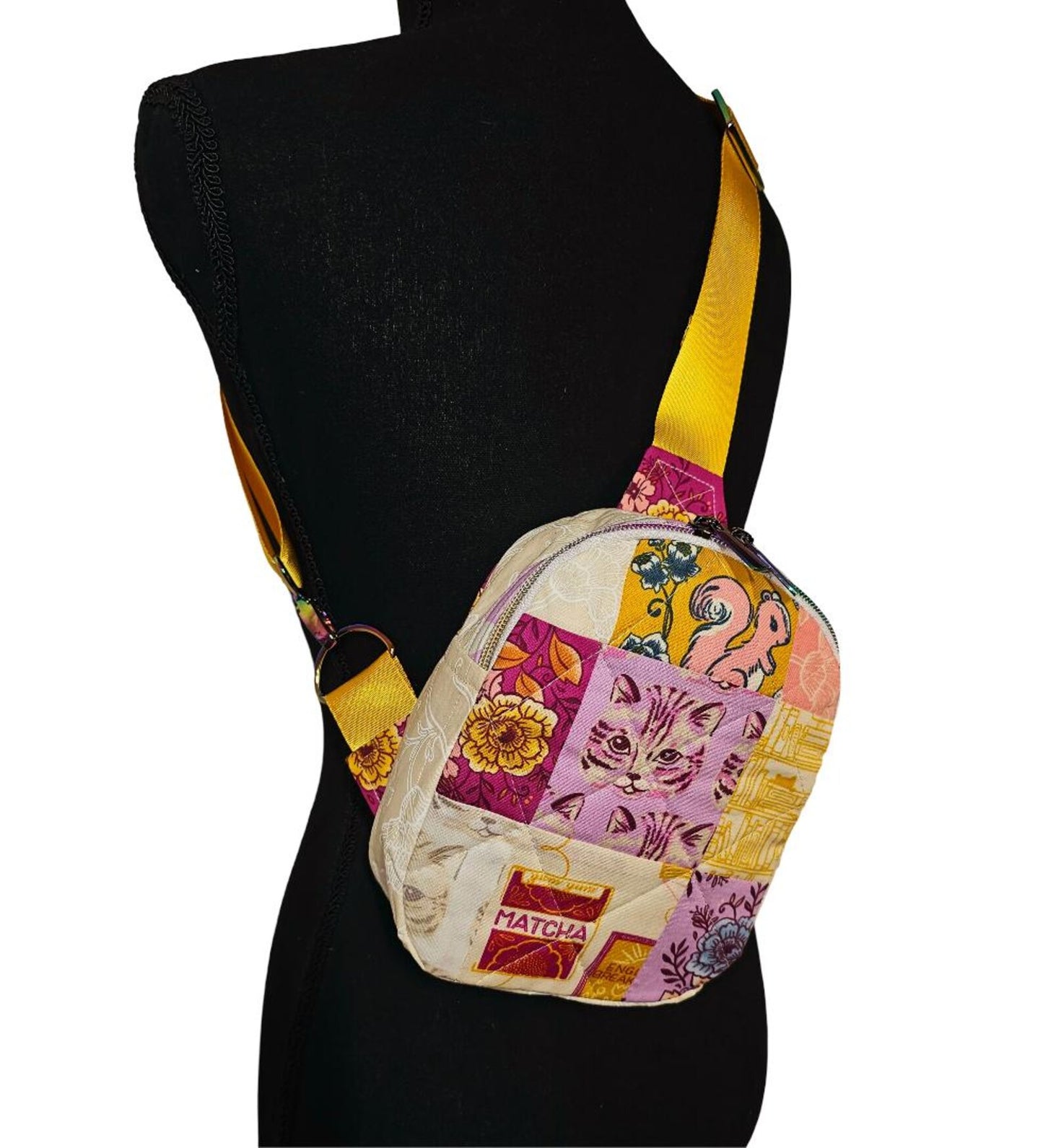 Mini Sling Backpack, Crossbody Backpack, Patchwork Purse, Ruby Star Society, Gift for Girls, Christmas Gift, Strawberry & Friends, Mav Sling
