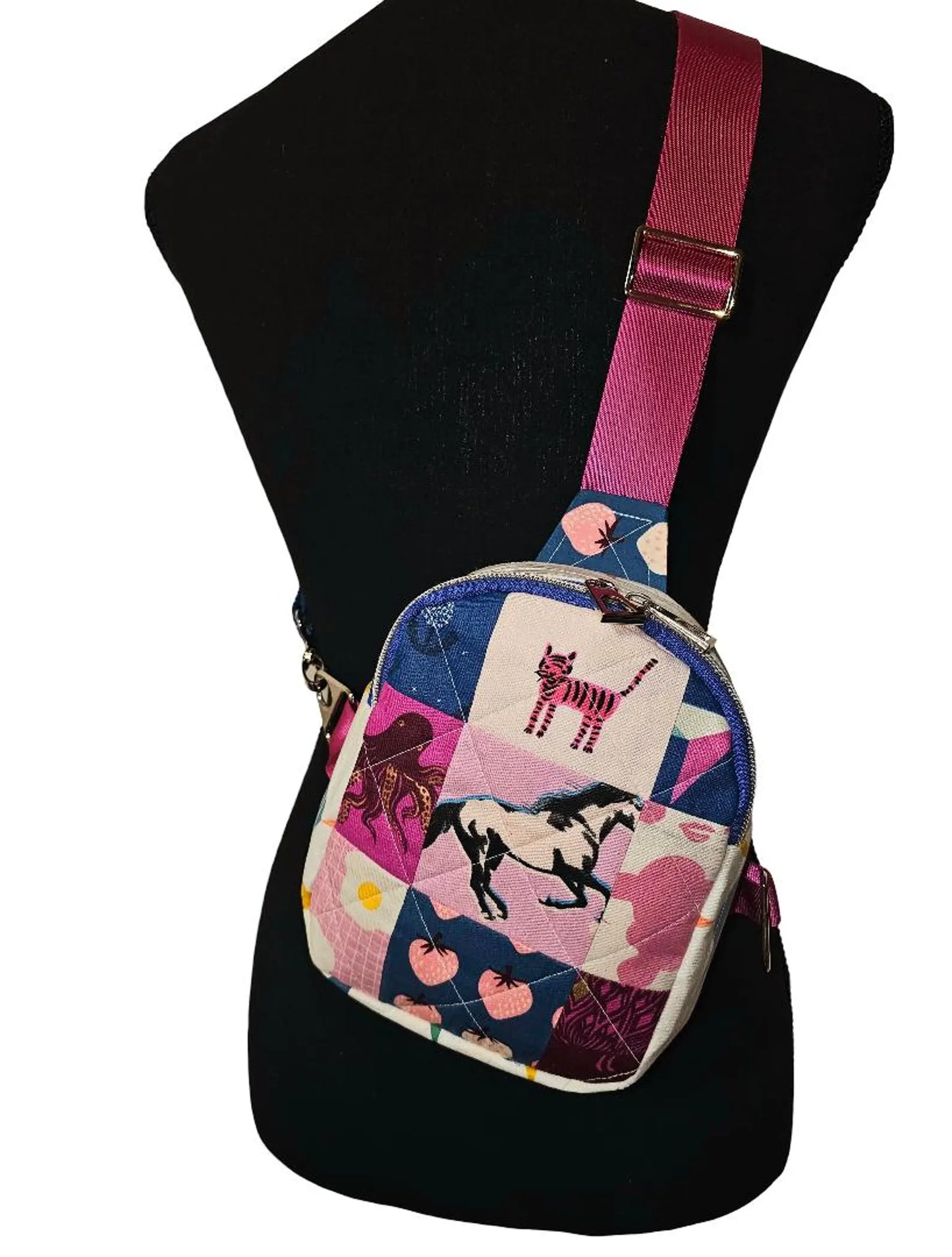 Mini Sling Backpack, Crossbody Backpack, Patchwork Purse, Ruby Star Society, Gift for Girls, Christmas Gift, Strawberry & Friends, Mav Sling