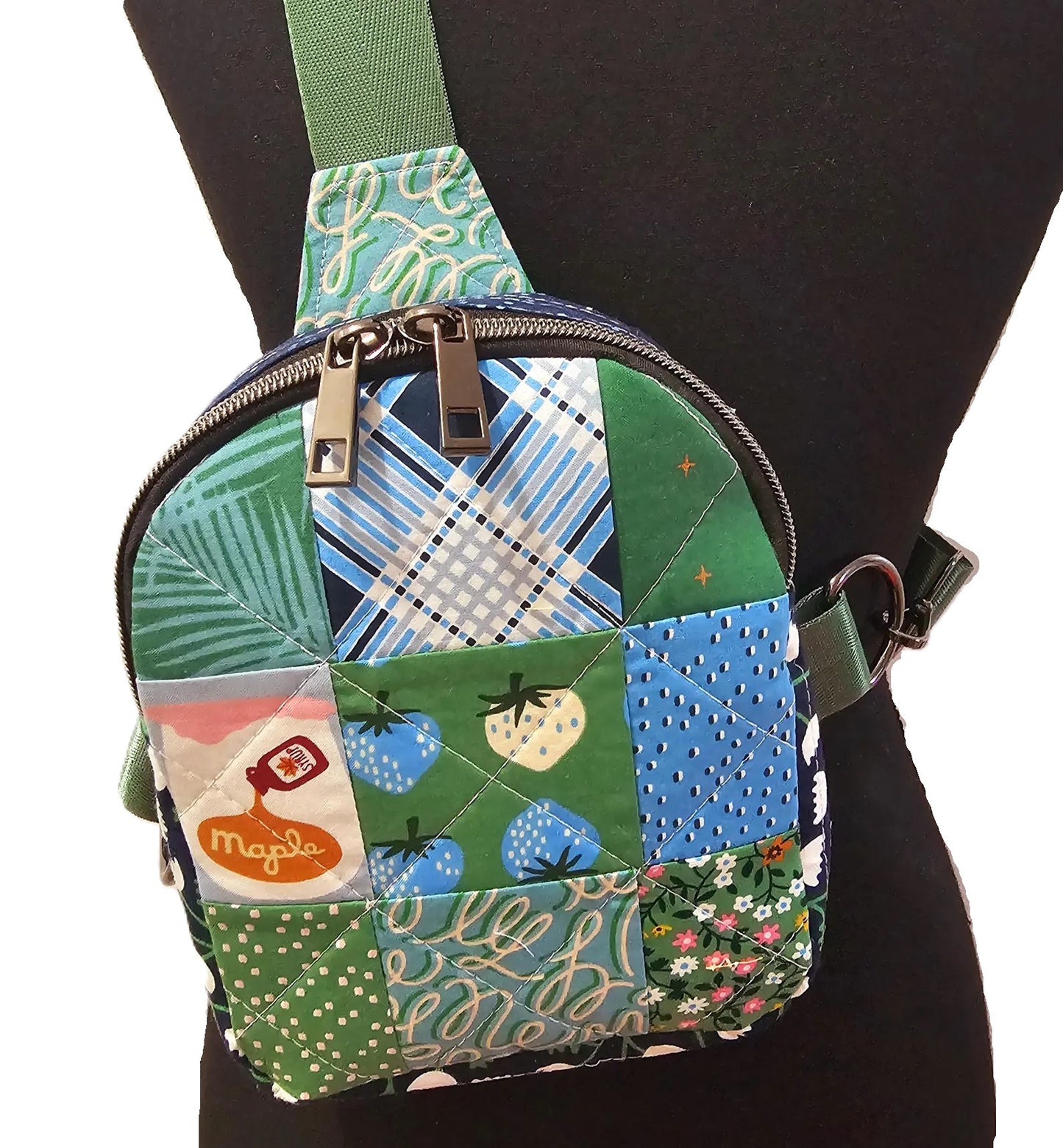 Mini Sling Backpack, Crossbody Backpack, Patchwork Purse, Ruby Star Society, Gift for Girls, Christmas Gift, Strawberry & Friends, Mav Sling