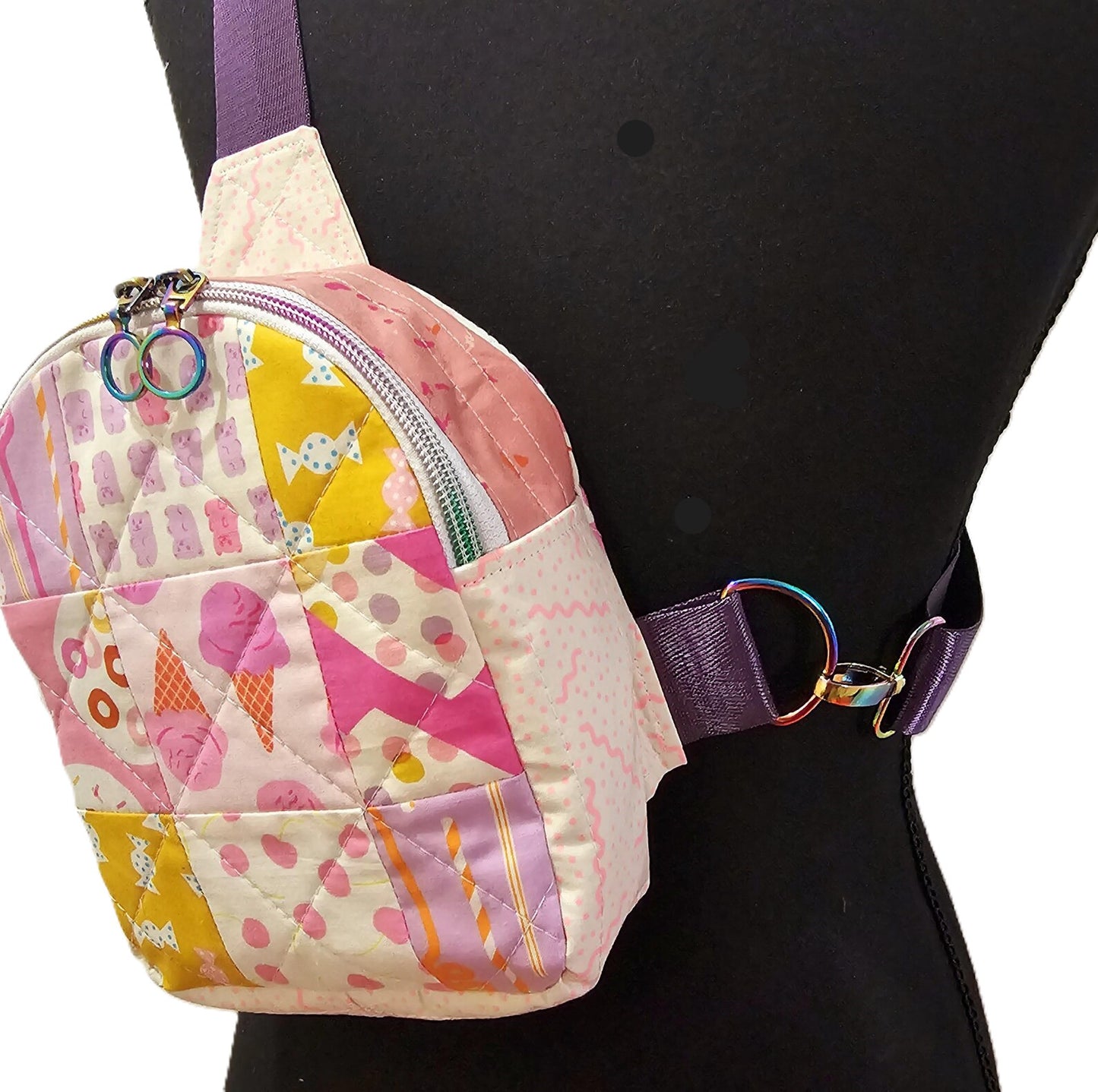 Mini Sling Backpack, Crossbody Backpack, Patchwork Purse, Ruby Star Society, Gift for Girls, Christmas Gift, Elixir Mushrooms, Mav Sling