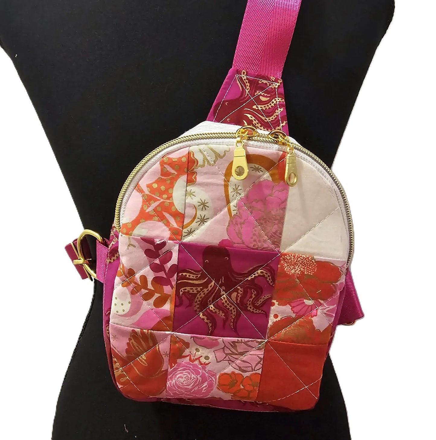 Mini Sling Backpack, Crossbody Backpack, Patchwork Purse, Ruby Star Society, Gift for Girls, Christmas Gift, Strawberry & Friends, Mav Sling