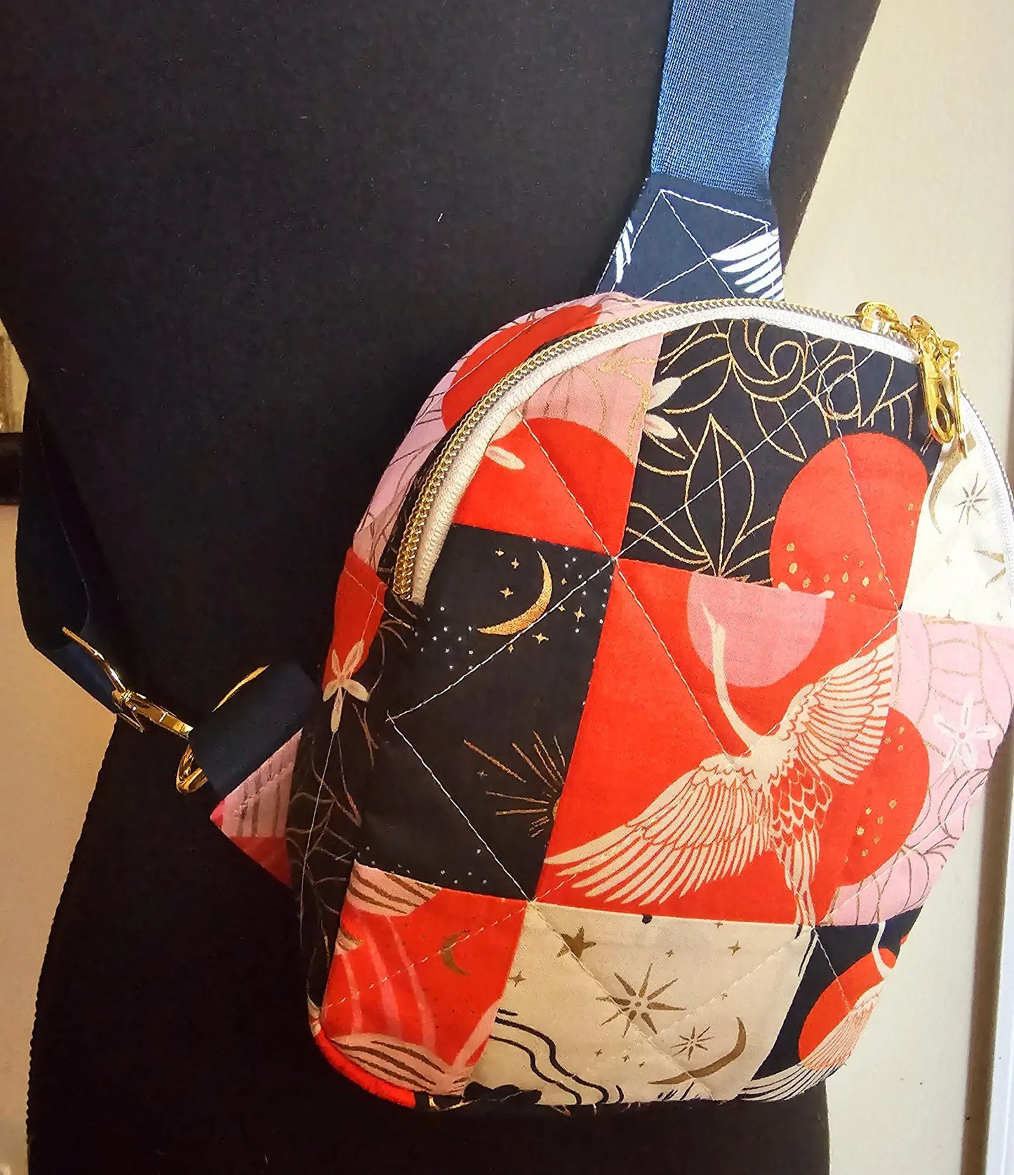 Mini Sling Backpack, Crossbody Backpack, Patchwork Purse, Ruby Star Society, Gift for Girls, Christmas Gift, Strawberry & Friends, Mav Sling