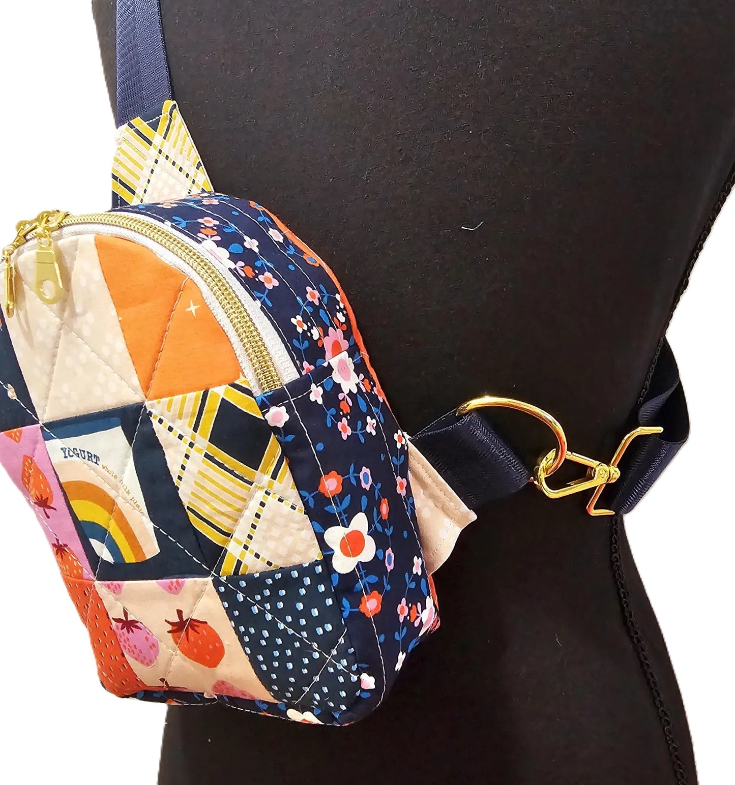 Mini Sling Backpack, Crossbody Backpack, Patchwork Purse, Ruby Star Society, Gift for Girls, Christmas Gift, Strawberry & Friends, Mav Sling
