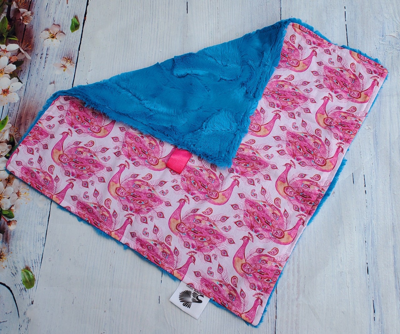 Lovey for Babies, Security Blanket, Minky Lovey, Baby Lovey Blanket, Minky Lovey Blanket, Ready to Ship, Baby Shower Gift, Peacock Lovey