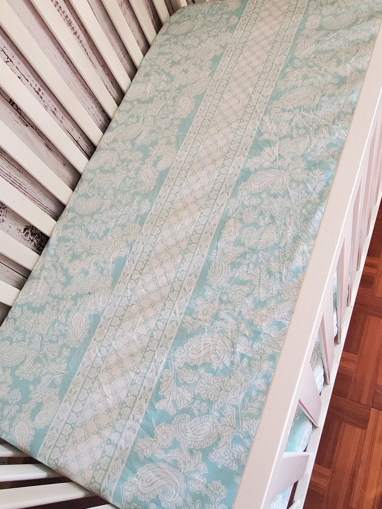 Crib Bedding, Blue Floral, Shabby Chic Crib Sheet, Crib Sheet Boho, Nursery Bedding, Nursery Decor, Baby Shower Gift, Floral Crib Bedding