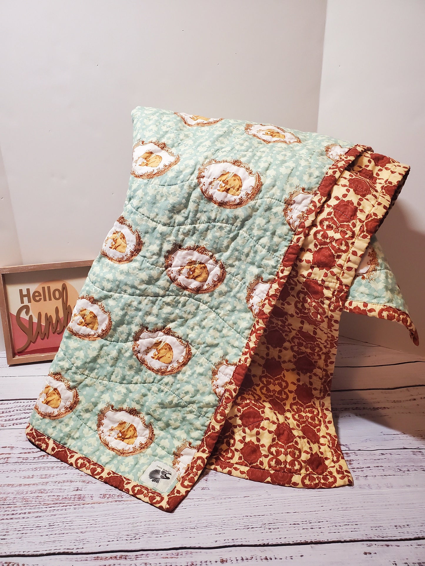 Wholecloth Quilt, Boho Baby Quilt, Boho Baby Bedding, Bear Baby Blanket, Baby Shower Gift, Nursery Decor, Kantha Quilt, Gift for Boys
