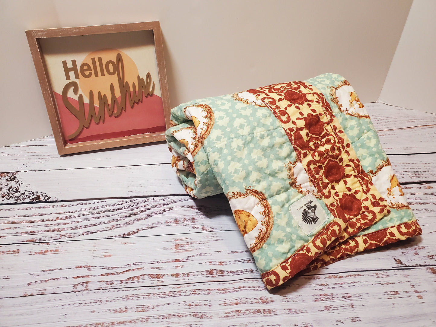 Wholecloth Quilt, Boho Baby Quilt, Boho Baby Bedding, Bear Baby Blanket, Baby Shower Gift, Nursery Decor, Kantha Quilt, Gift for Boys