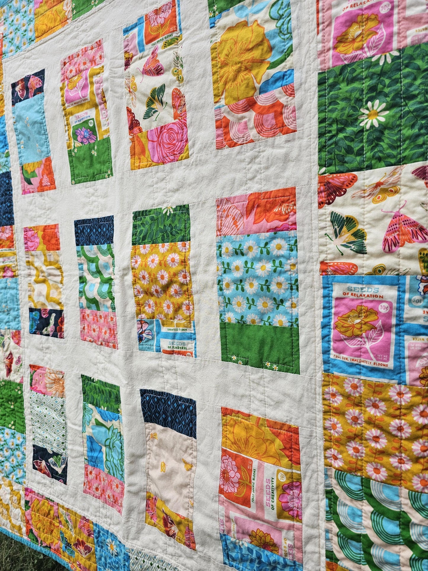Handmade Quilt, Ruby Star Society Quilt, Flowerland, Butterfly Quilt, Patchwork Quilt, Crib Quilt, Toddler Quilt, Handmade Gift for Girls