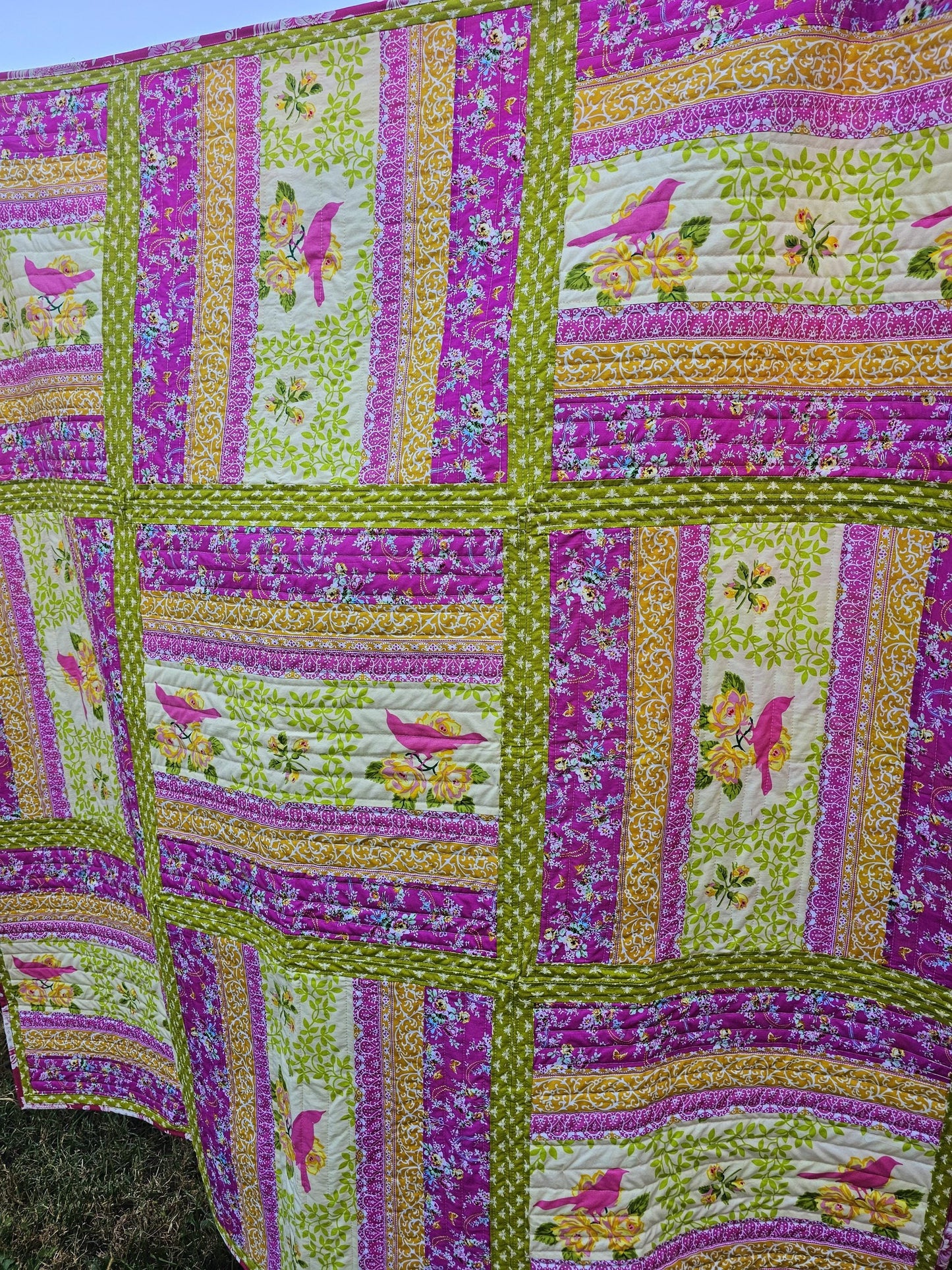 Handmade Quilt, Jennifer Paganelli, Heather Bailey, Throw Quilt, Lap Quilt, Patchwork Quilt, Dorm Room Quilt, Handmade Gift for Girls