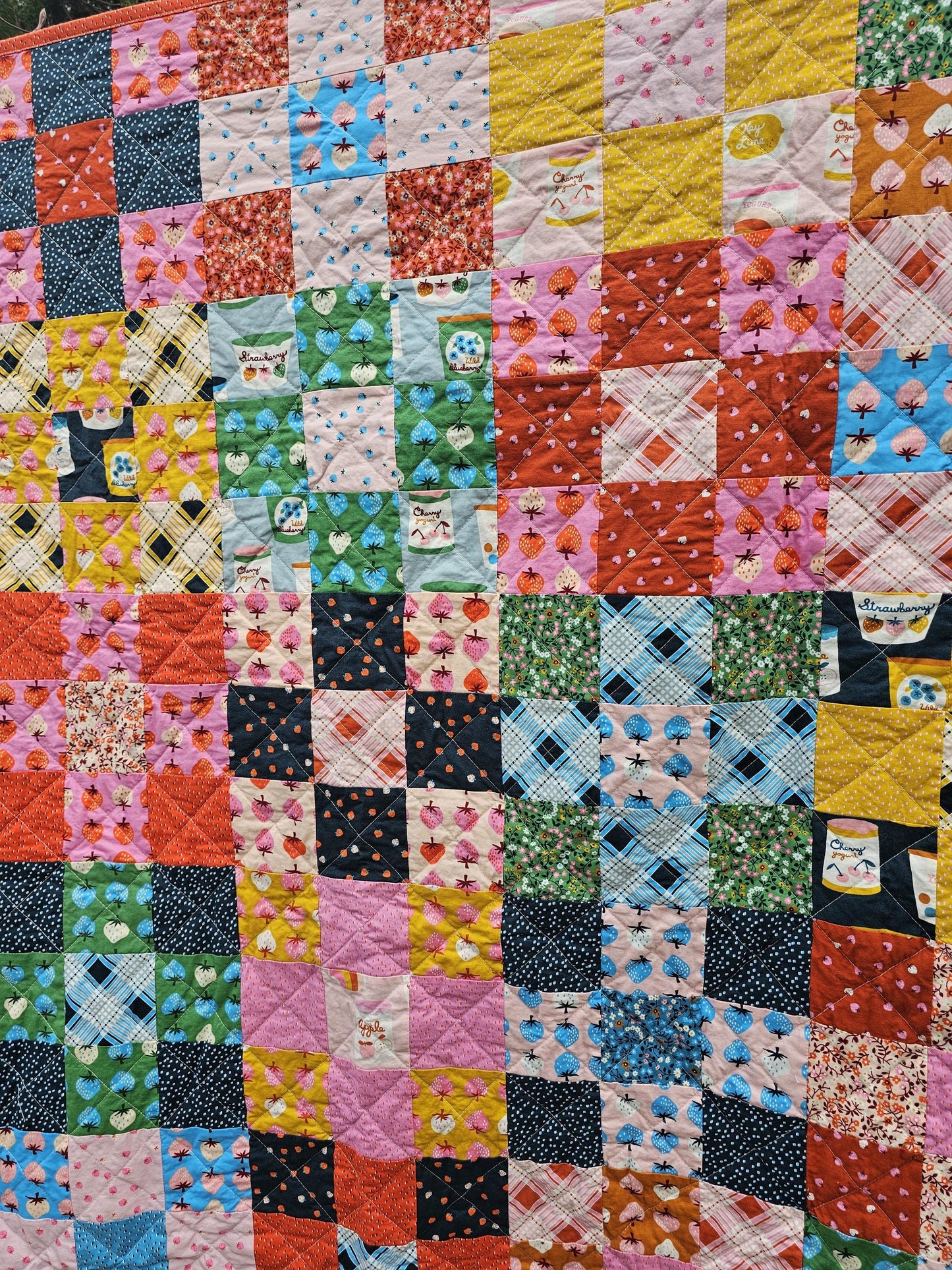 Handmade Quilt, Ruby Star Society Quilt, Throw Quilt, Lap Quilt, Patchwork Quilt, Dorm Room Quilt, Handmade Gift for Girls, Strawberry Gift