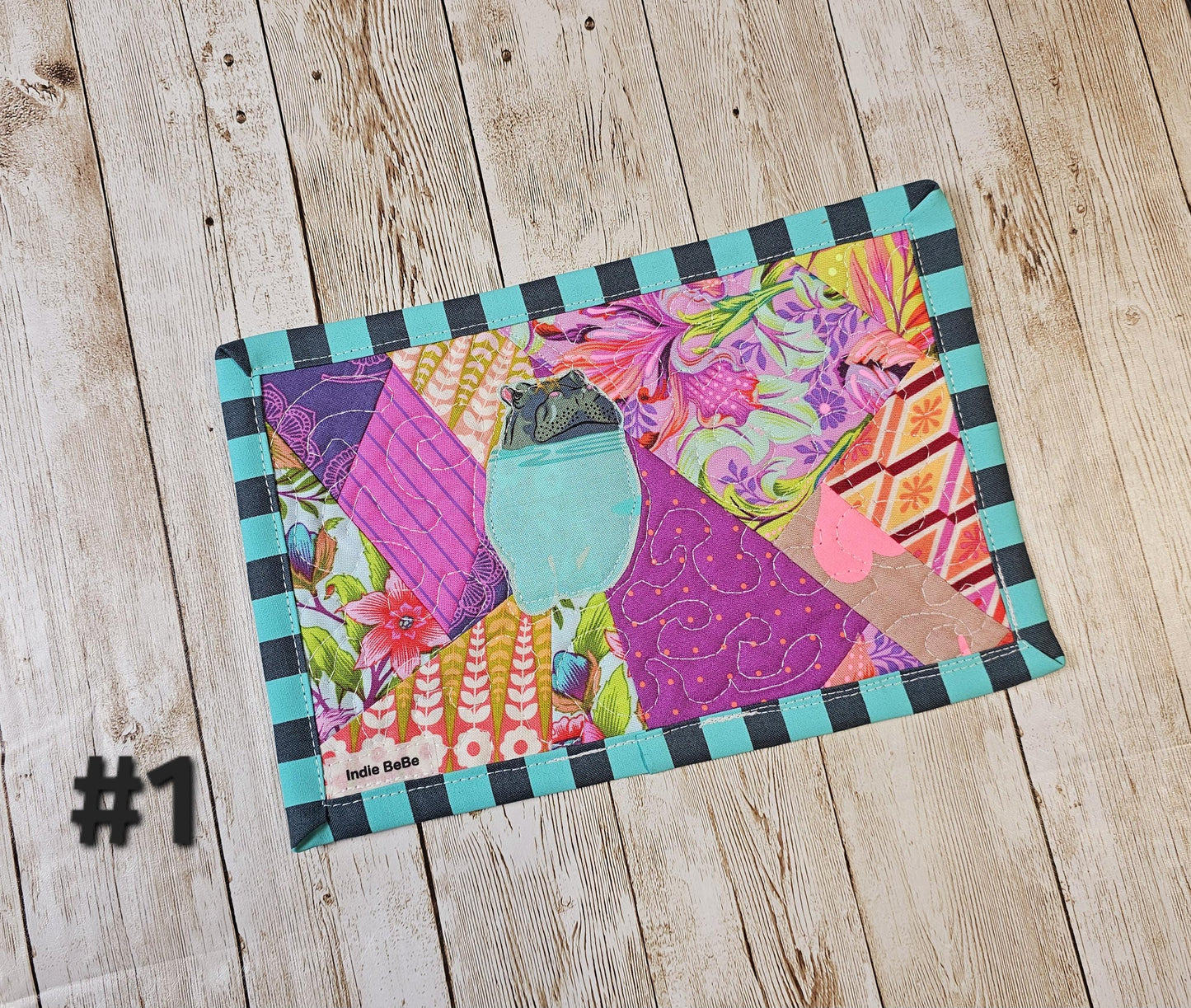 Tula Pink, Patchwork Quilted Mug Rug, Quilted Snack Mat, Tula Pink Everglow, Zuma, Pinkerville, Eden, Daydreamer, Fairy Dust