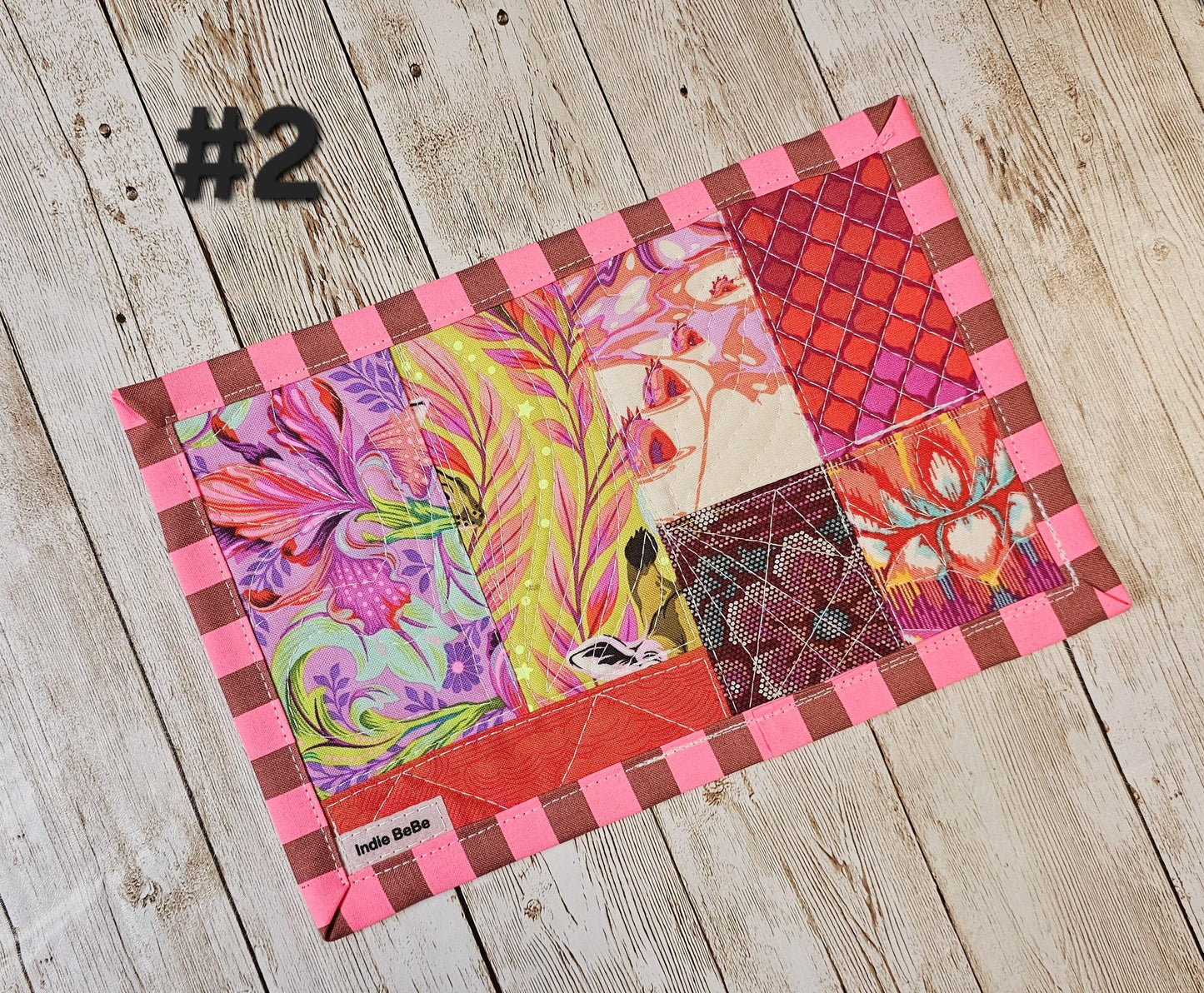 Tula Pink, Patchwork Quilted Mug Rug, Quilted Snack Mat, Tula Pink Everglow, Zuma, Pinkerville, Eden, Daydreamer, Fairy Dust