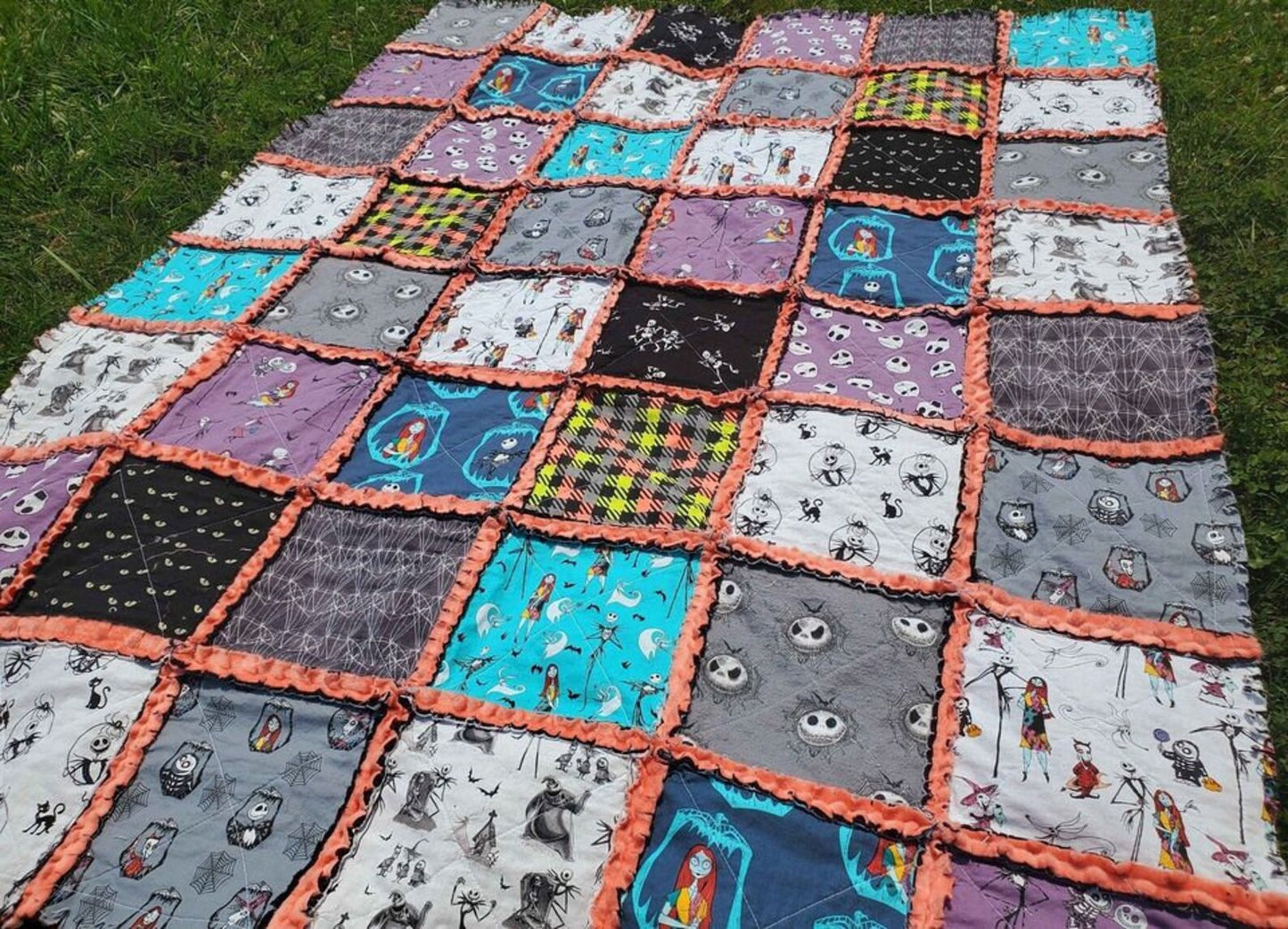 Nightmare Before Christmas, Large Minky Rag Quilt Throw